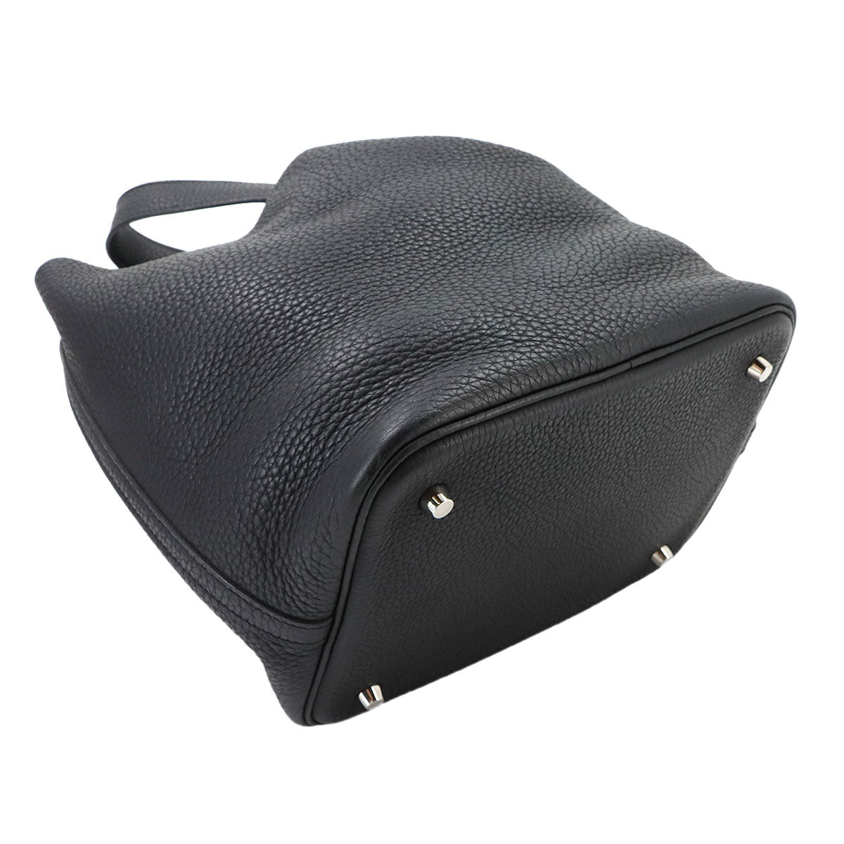 Picotin Lock MM Hand Bag Taurillon Clemence Black Purse