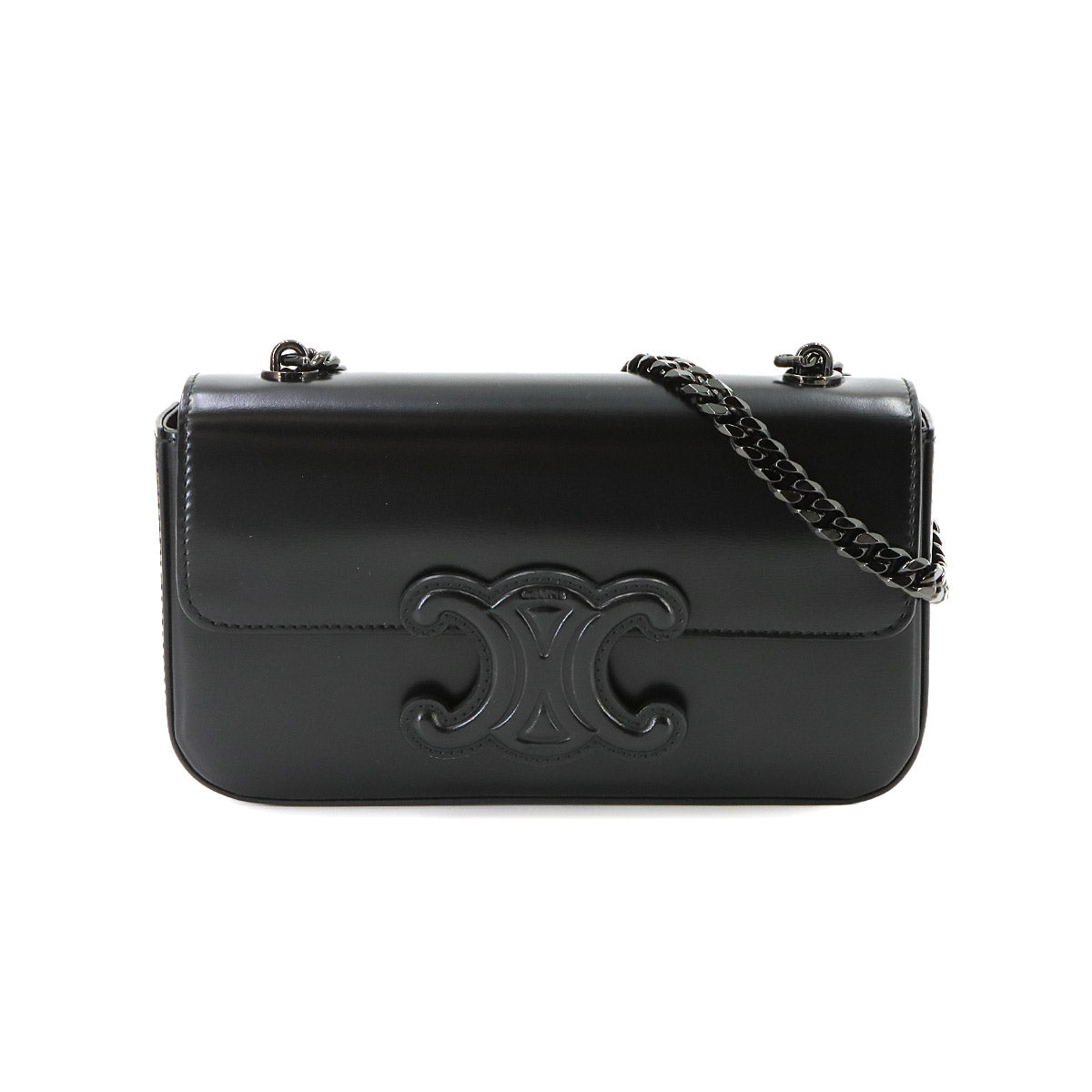 Cuir Triomphe Chain Shoulder Bag Leather Black 199243BF4 Purse