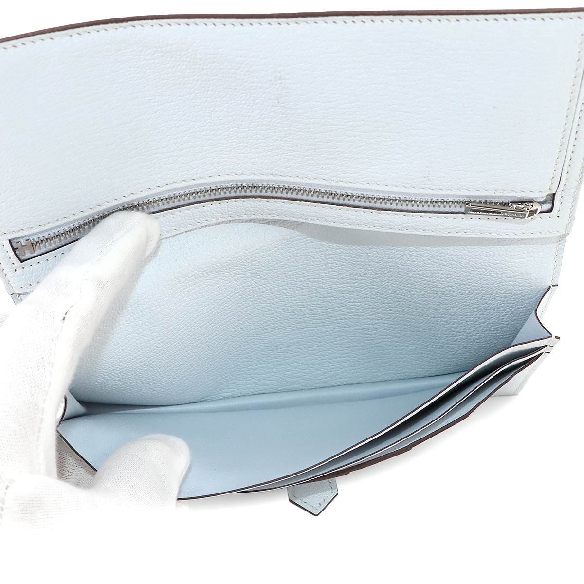 Bearn Souffle Long Wallet Veau Epsom Blue brume Purse
