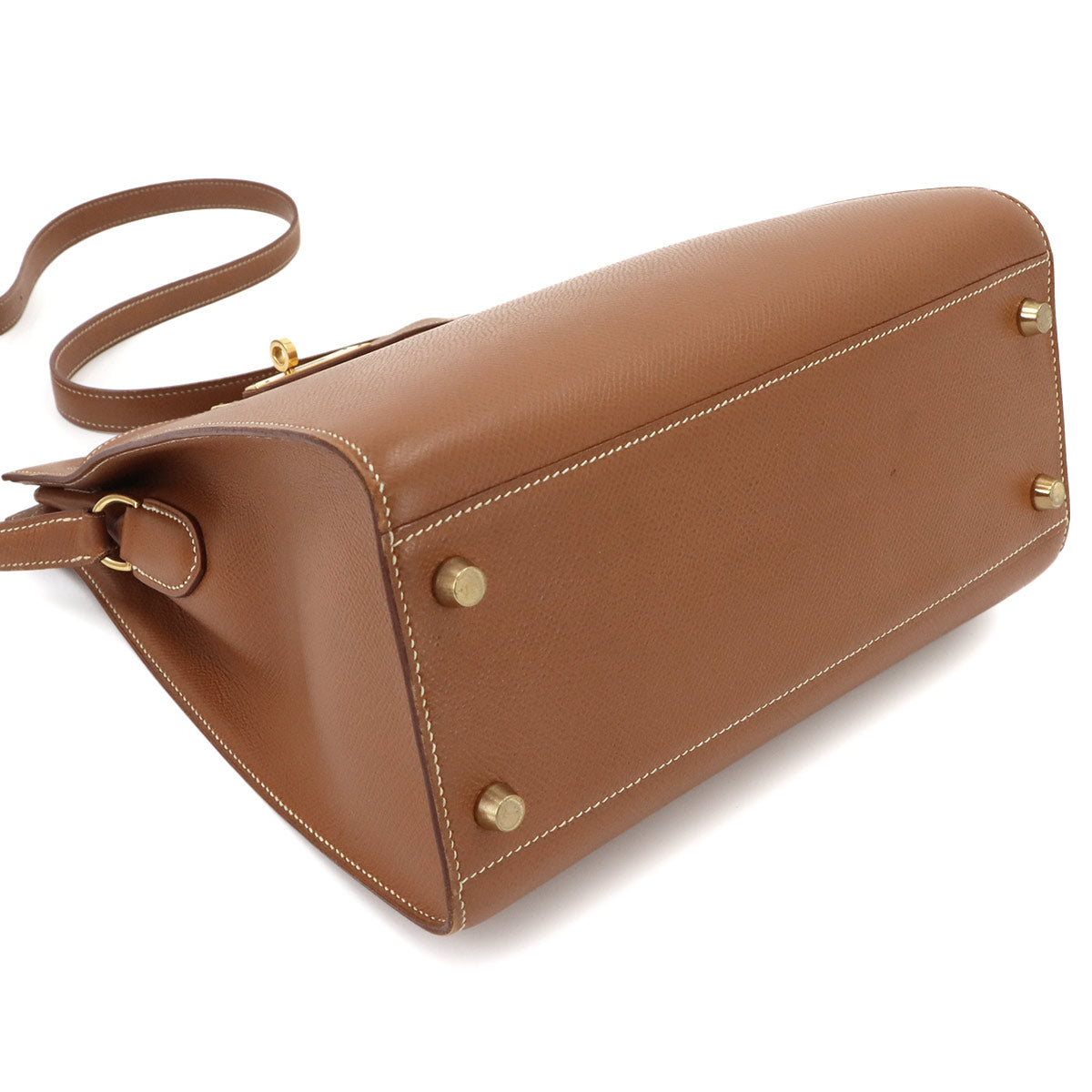 HERMES Kelly Sport MM Shoulder Bag Couchevel Epsom Gold Vintage Purse
