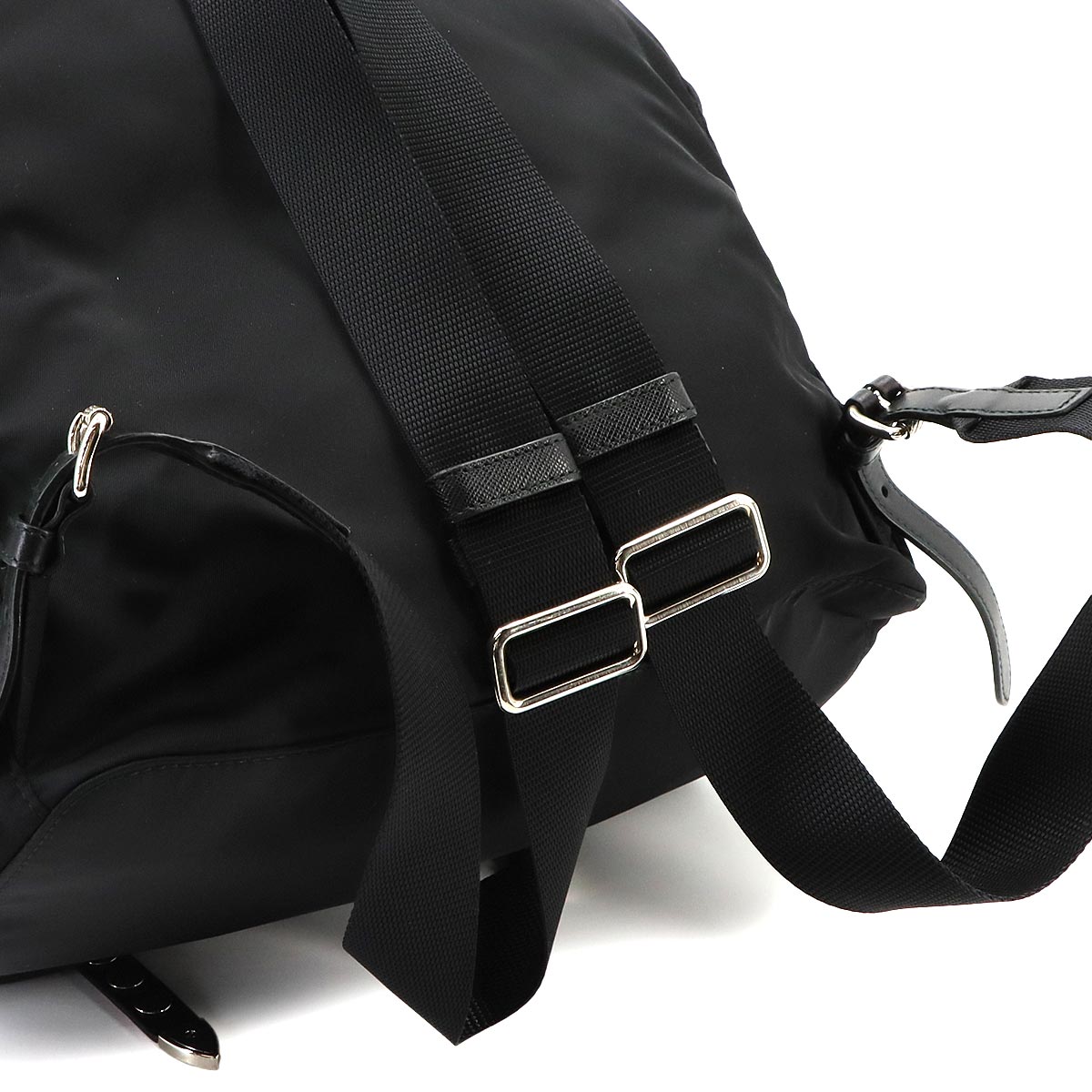 Backpack Studs Nylon Leather Nero Black 1BZ811 Purse