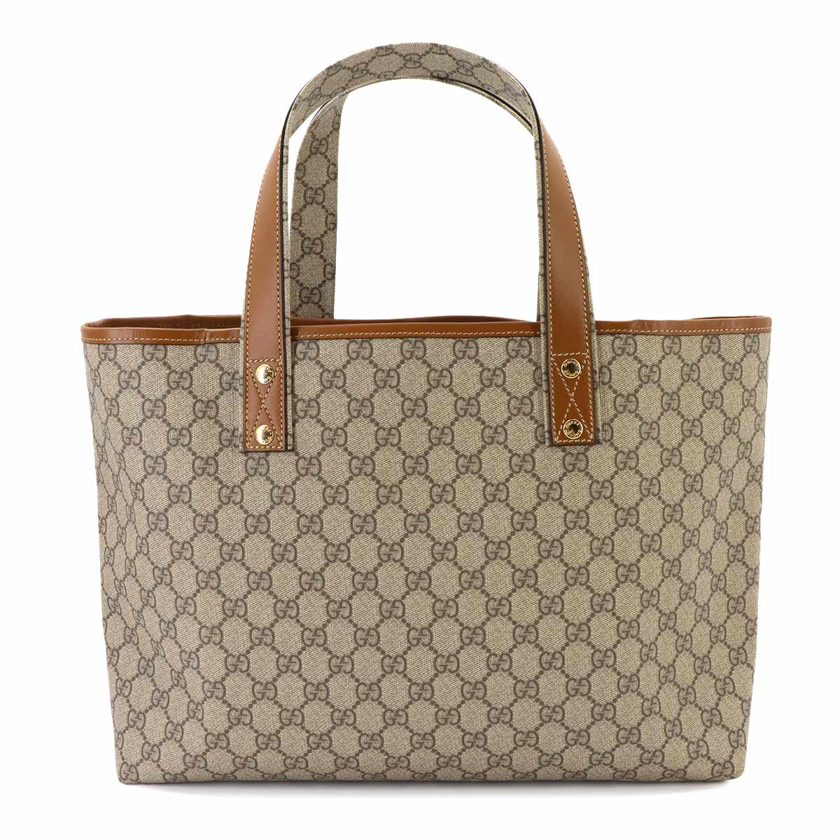 GG Supreme Tote Bag PVC Leather Beige Brown 211134 Purse