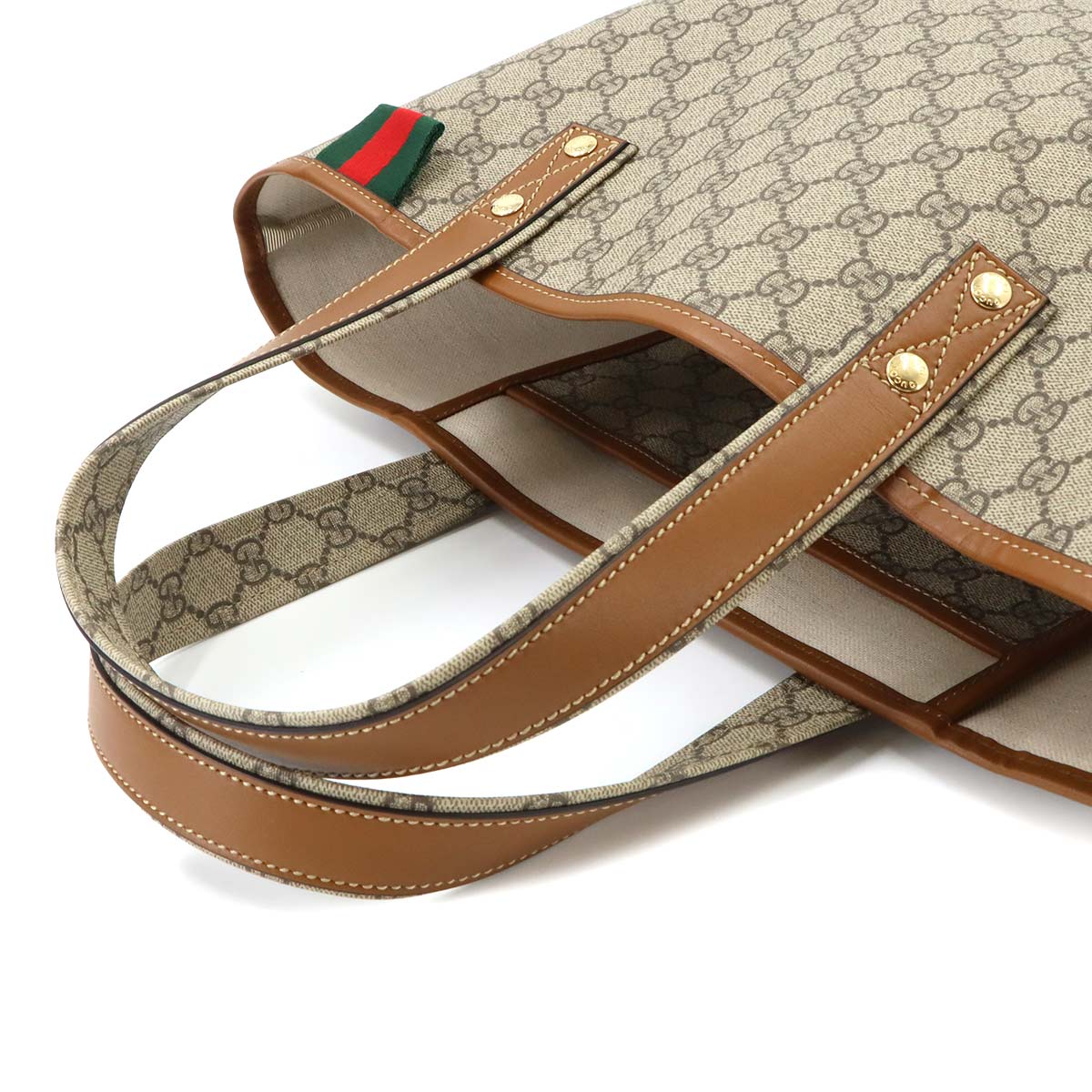 GG Supreme Tote Bag PVC Leather Beige Brown 211134 Purse