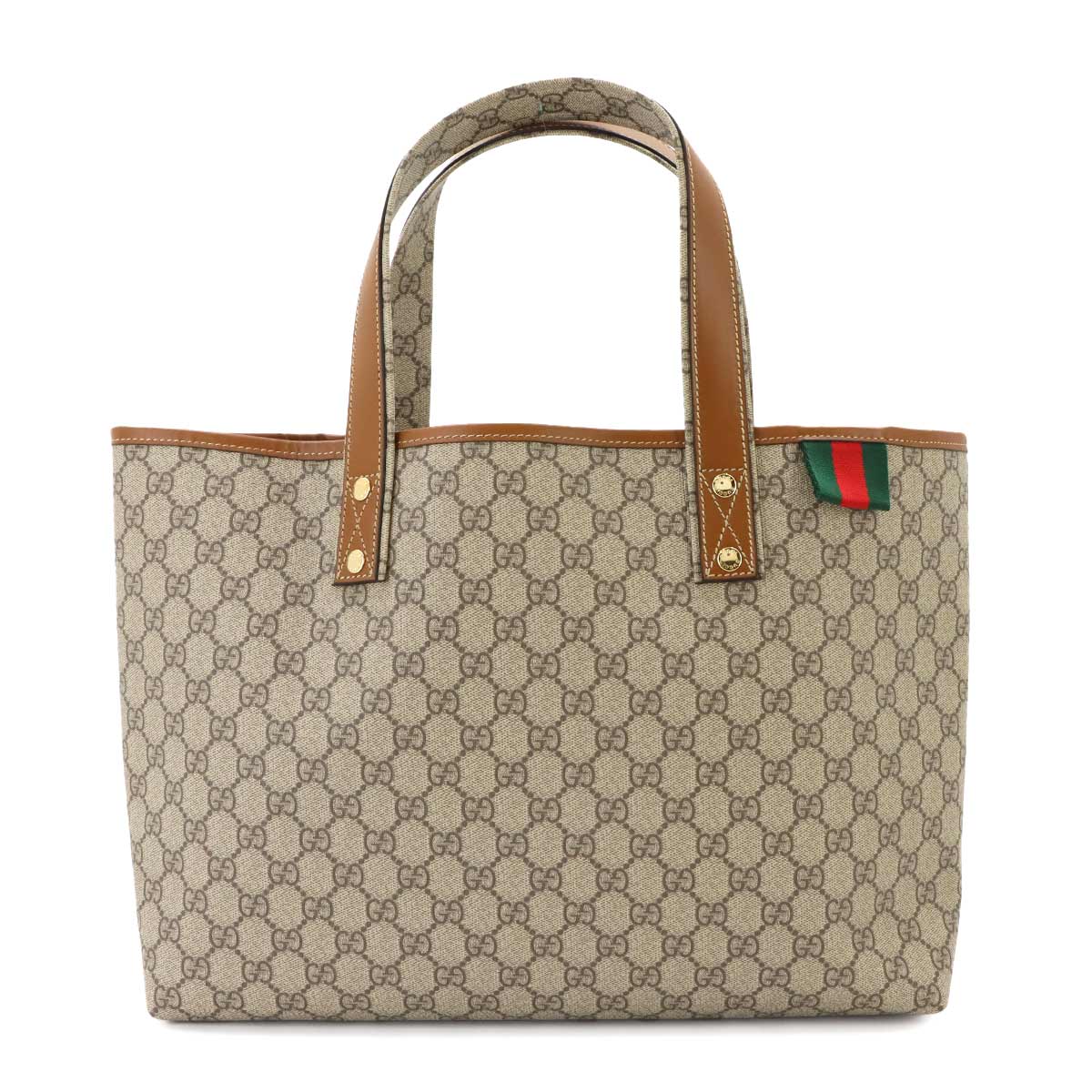 GG Supreme Tote Bag PVC Leather Beige Brown 211134 Purse