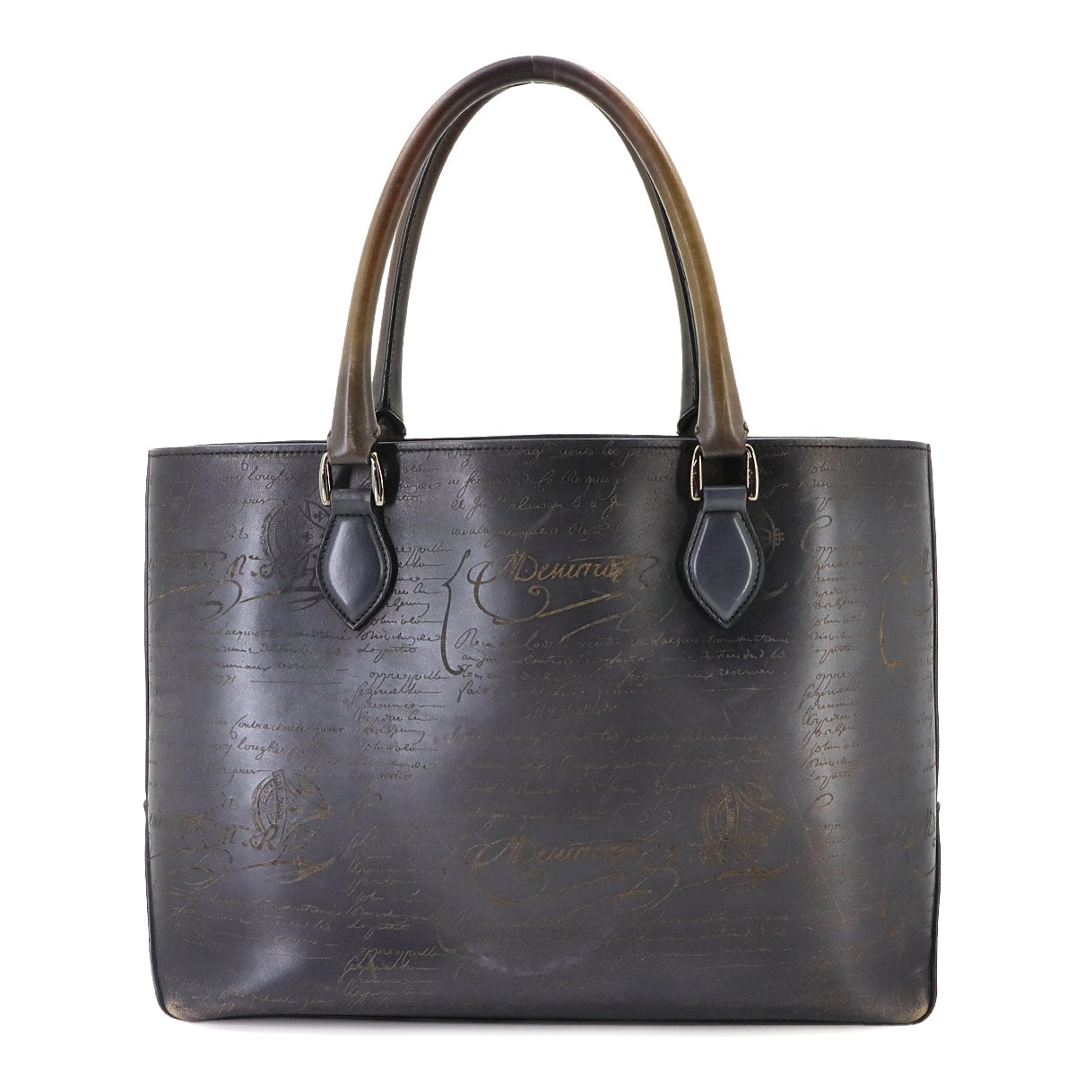 Calligraphy Toujours Tote Bag Venezia Leather Gray Purse