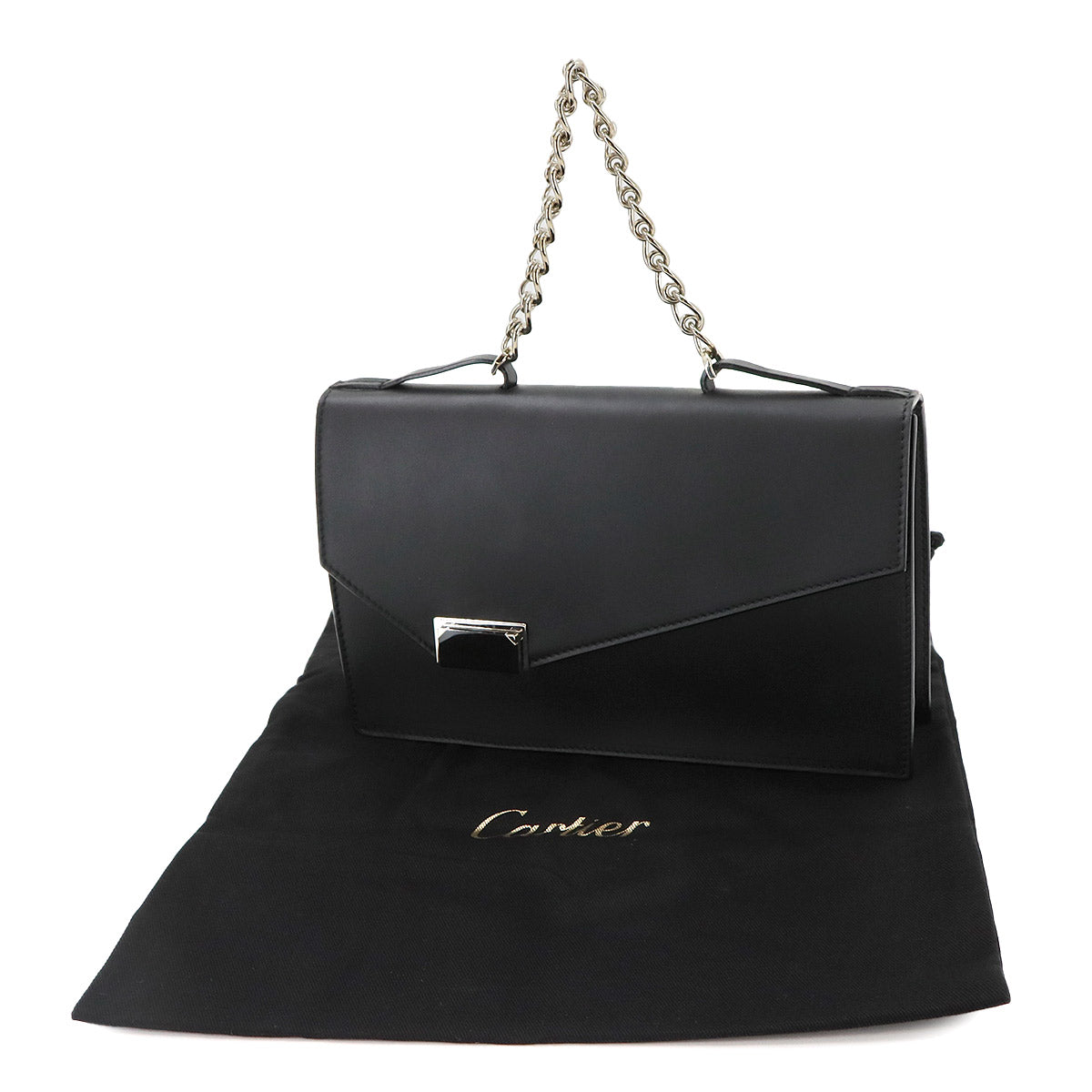 Jeanne Toussaint Chain Hand Bag Leather Black Purse