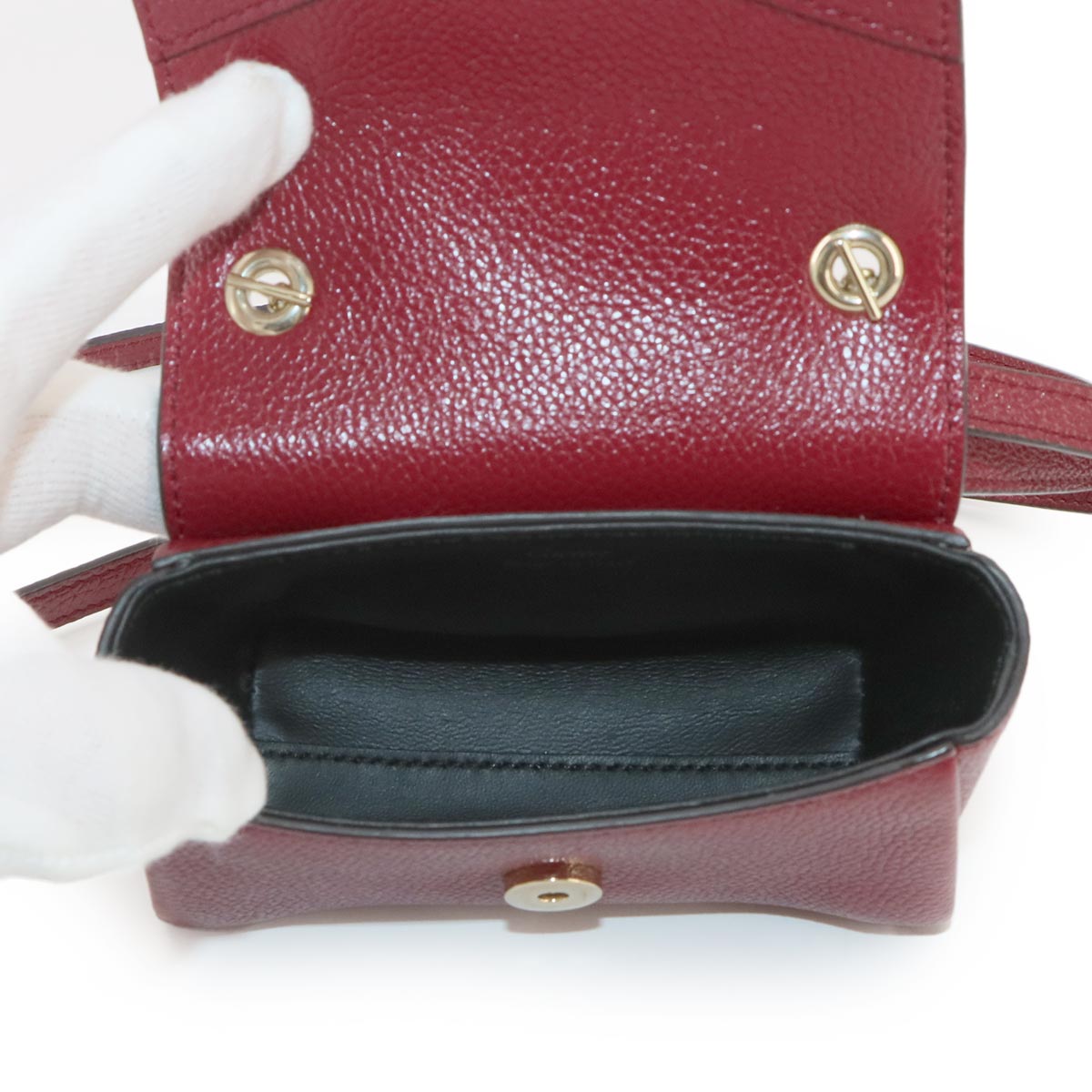 Panthere Micro Shoulder Bag Leather Bordeaux Red Purse