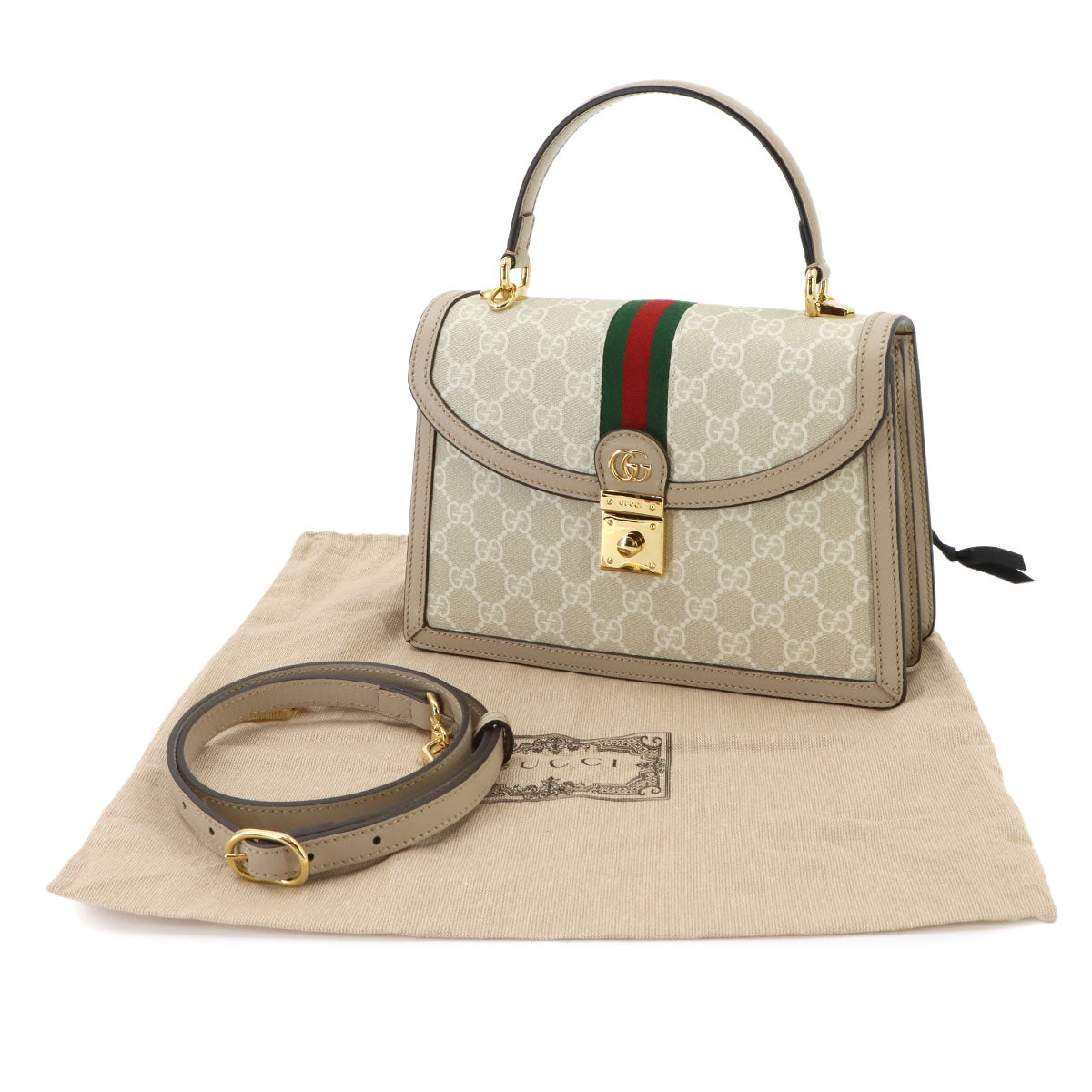 Ophidia Medium Top Handle Hand Shoulder Bag GG Canvas White