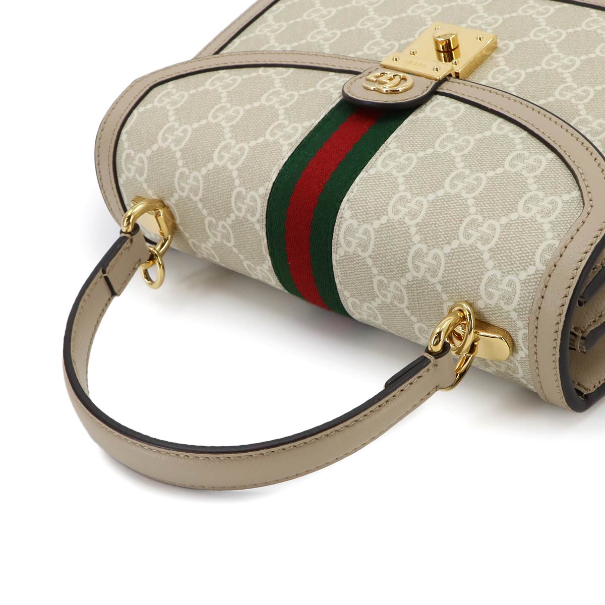 Ophidia Medium Top Handle Hand Shoulder Bag GG Canvas White