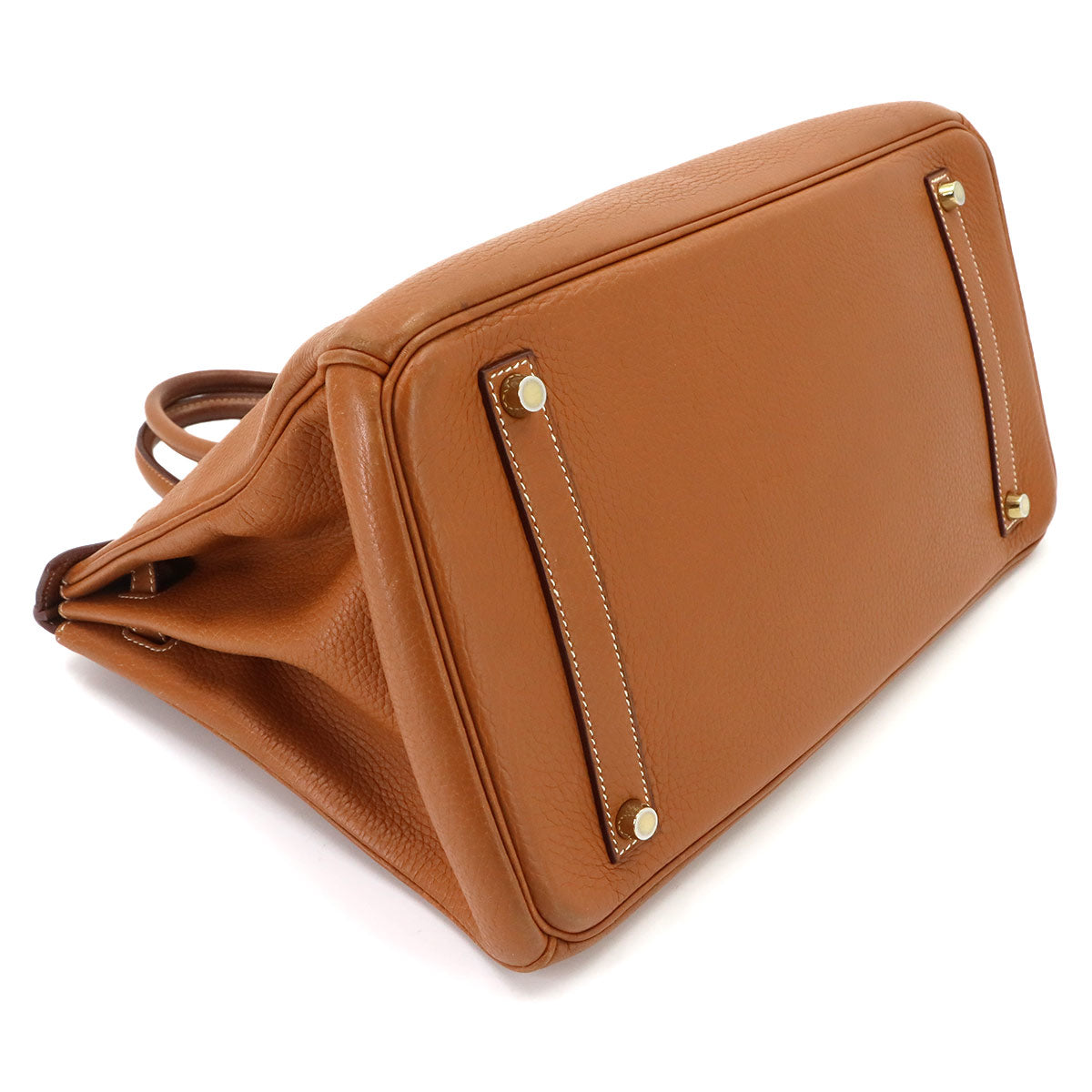 Birkin 35 Togo Gold Hand Bag Brown