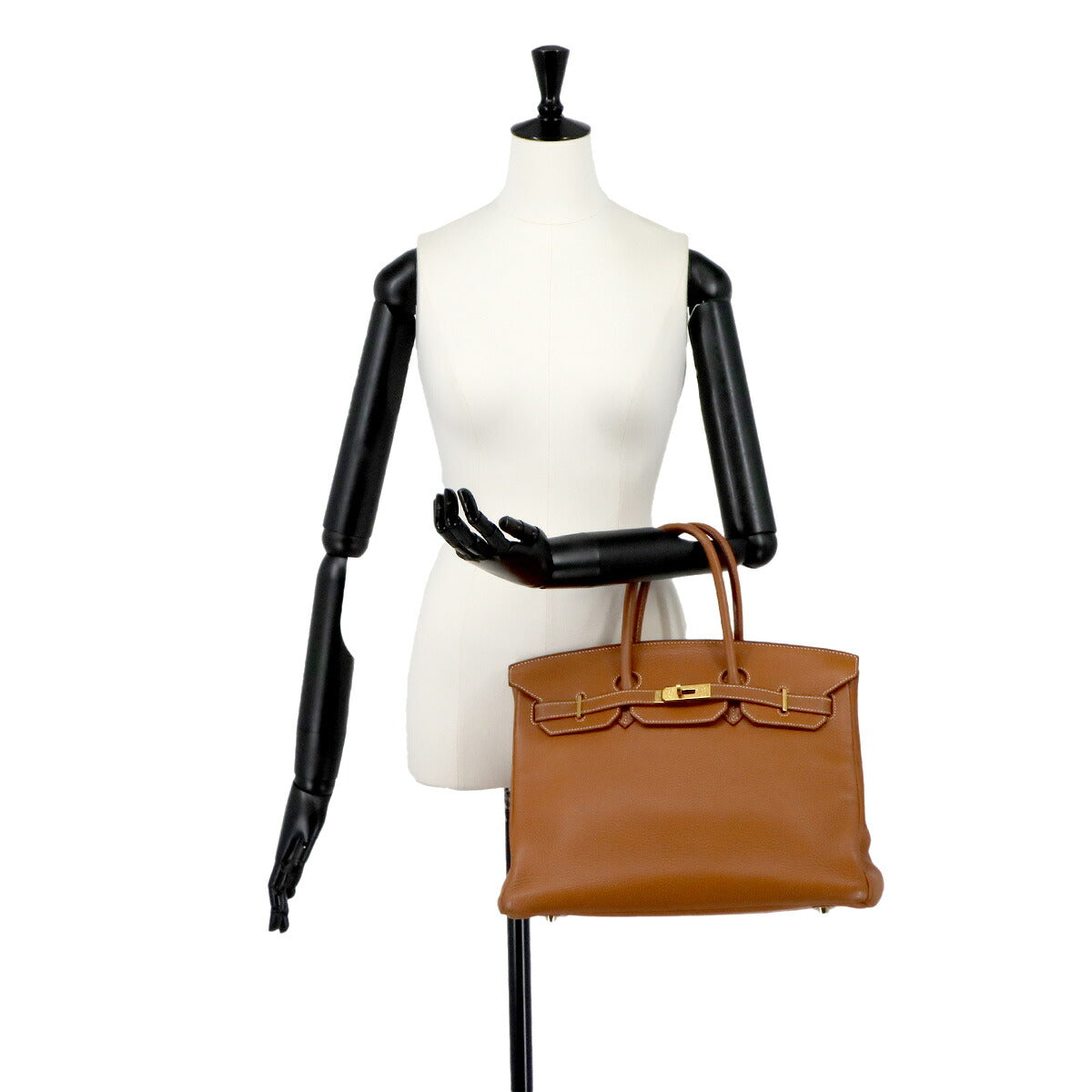Birkin 35 Togo Gold Hand Bag Brown