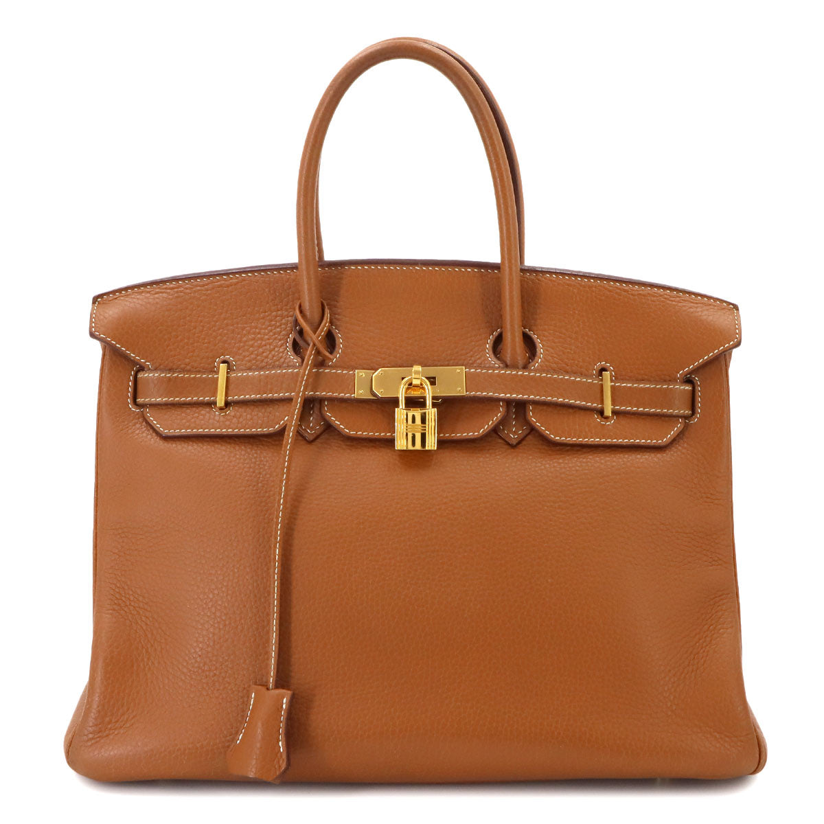 Birkin 35 Togo Gold Hand Bag Brown