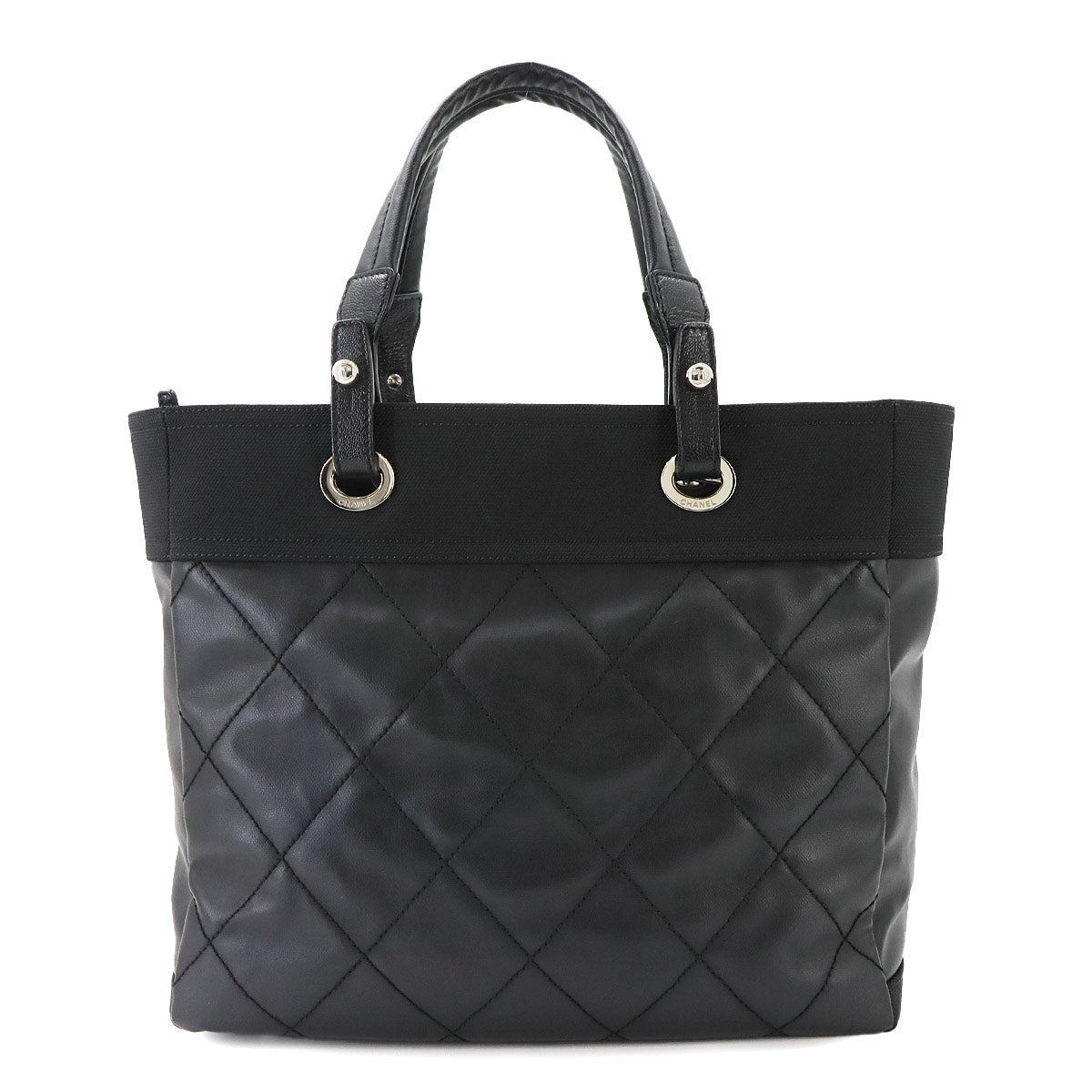 Paris Biarritz MM Tote Bag PVC Nylon Leather Black A34209