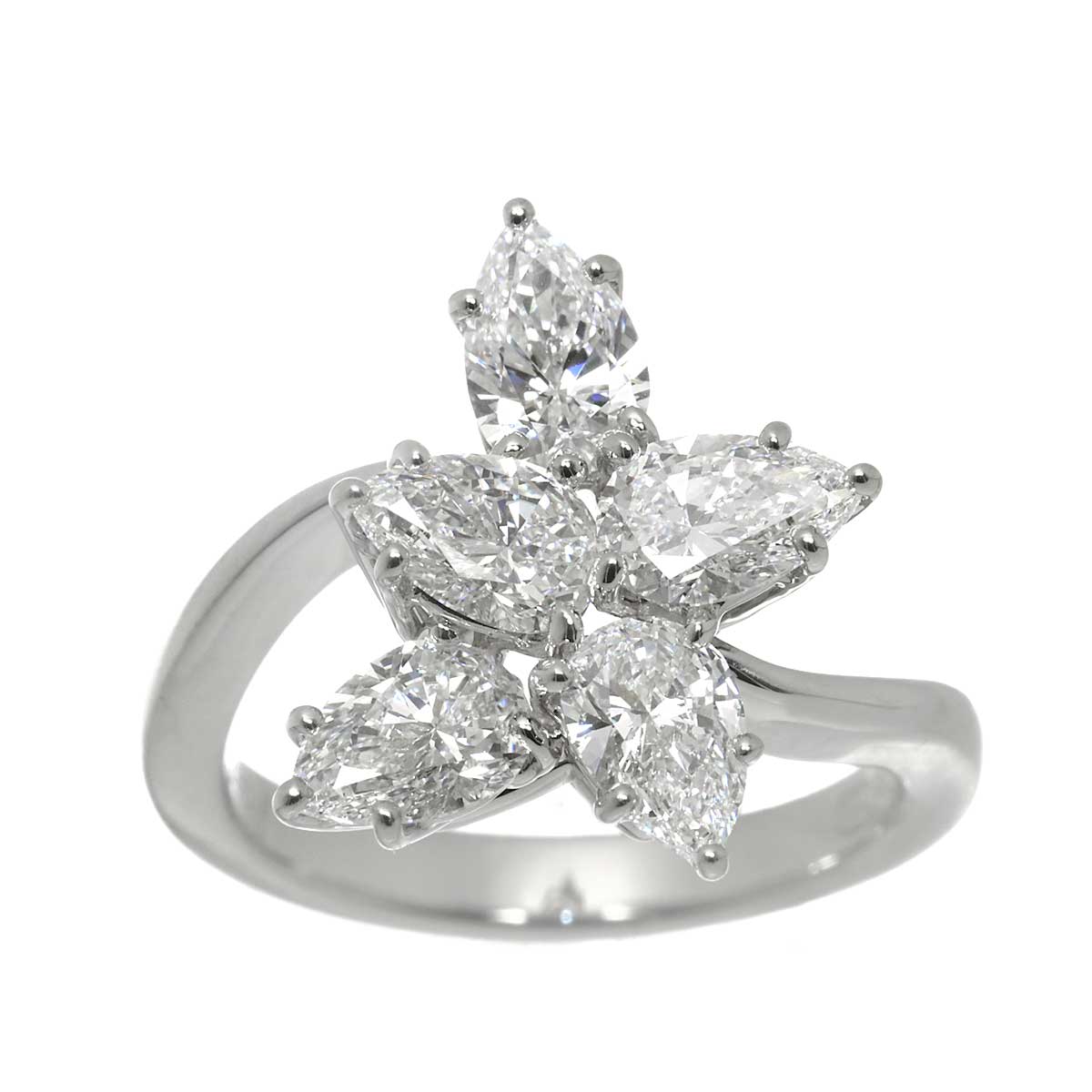 WINSTON Cluster MM Diamond Ring Pt Size4.75-5(US)