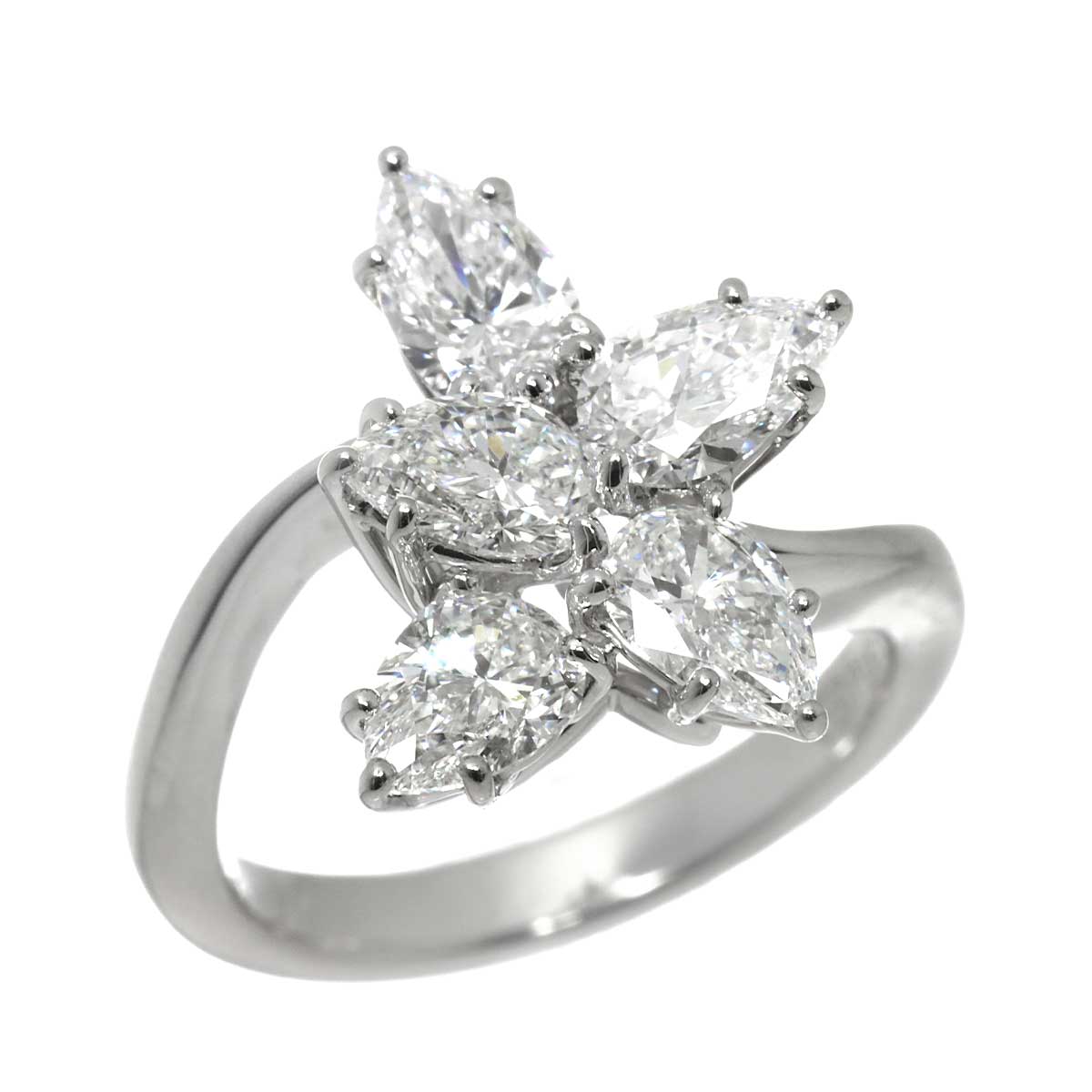 WINSTON Cluster MM Diamond Ring Pt Size4.75-5(US)