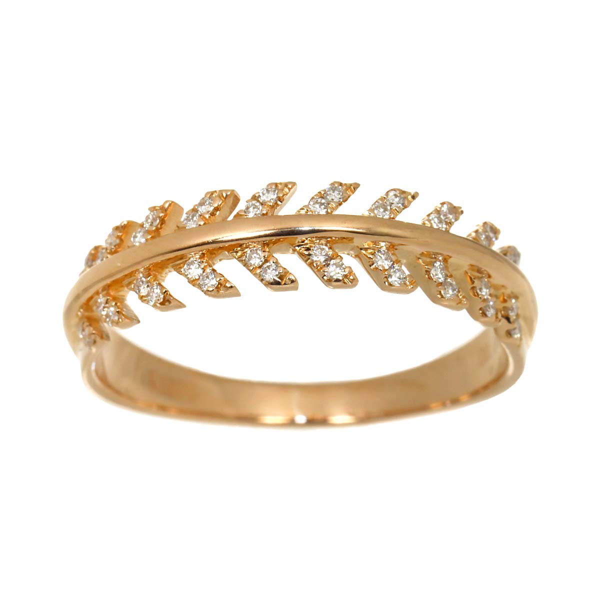 Diamond 0.10ct Ring 18K PG Pink Gold 750 Size6(US)