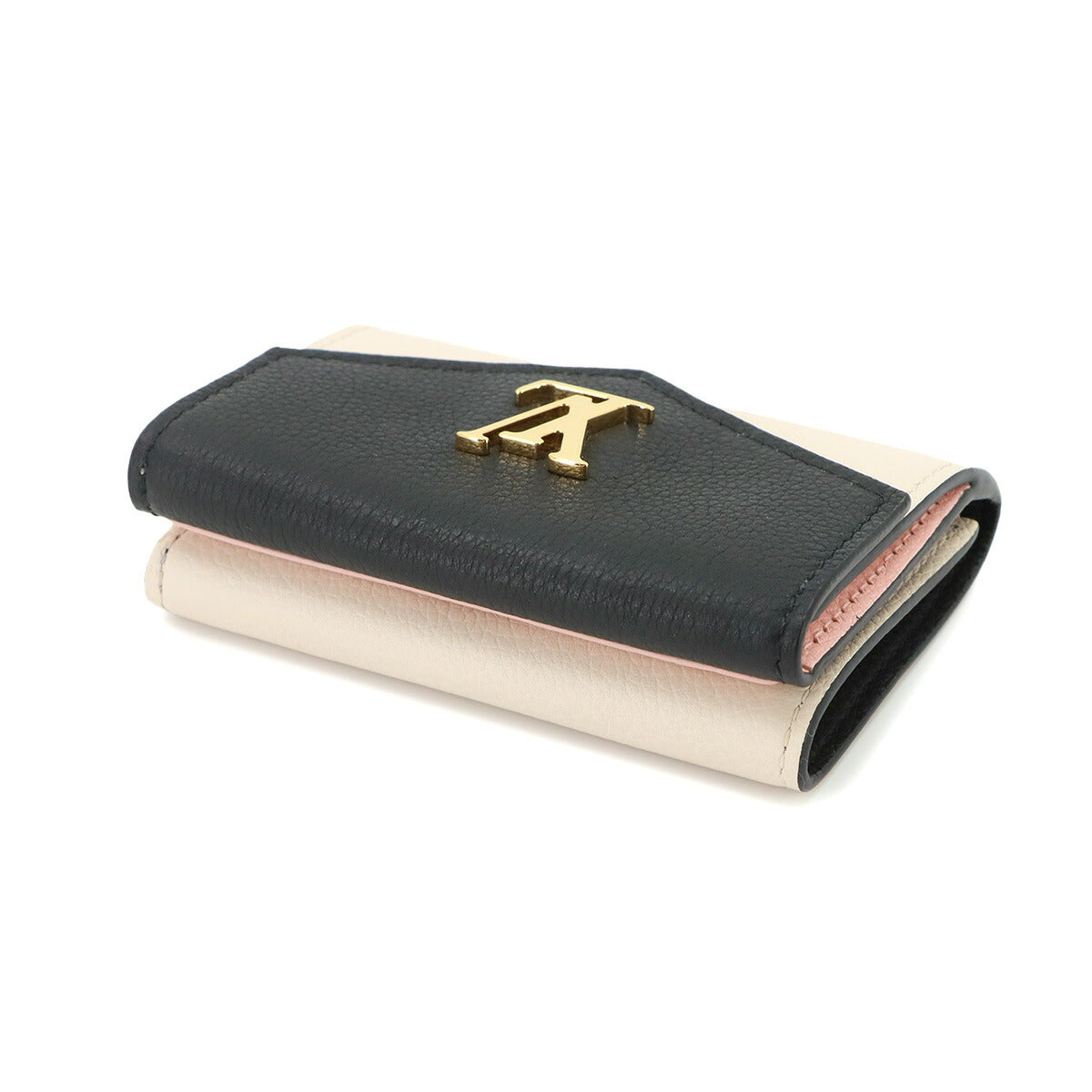 Lock Mini Wallet Leather Beige Noir M80984