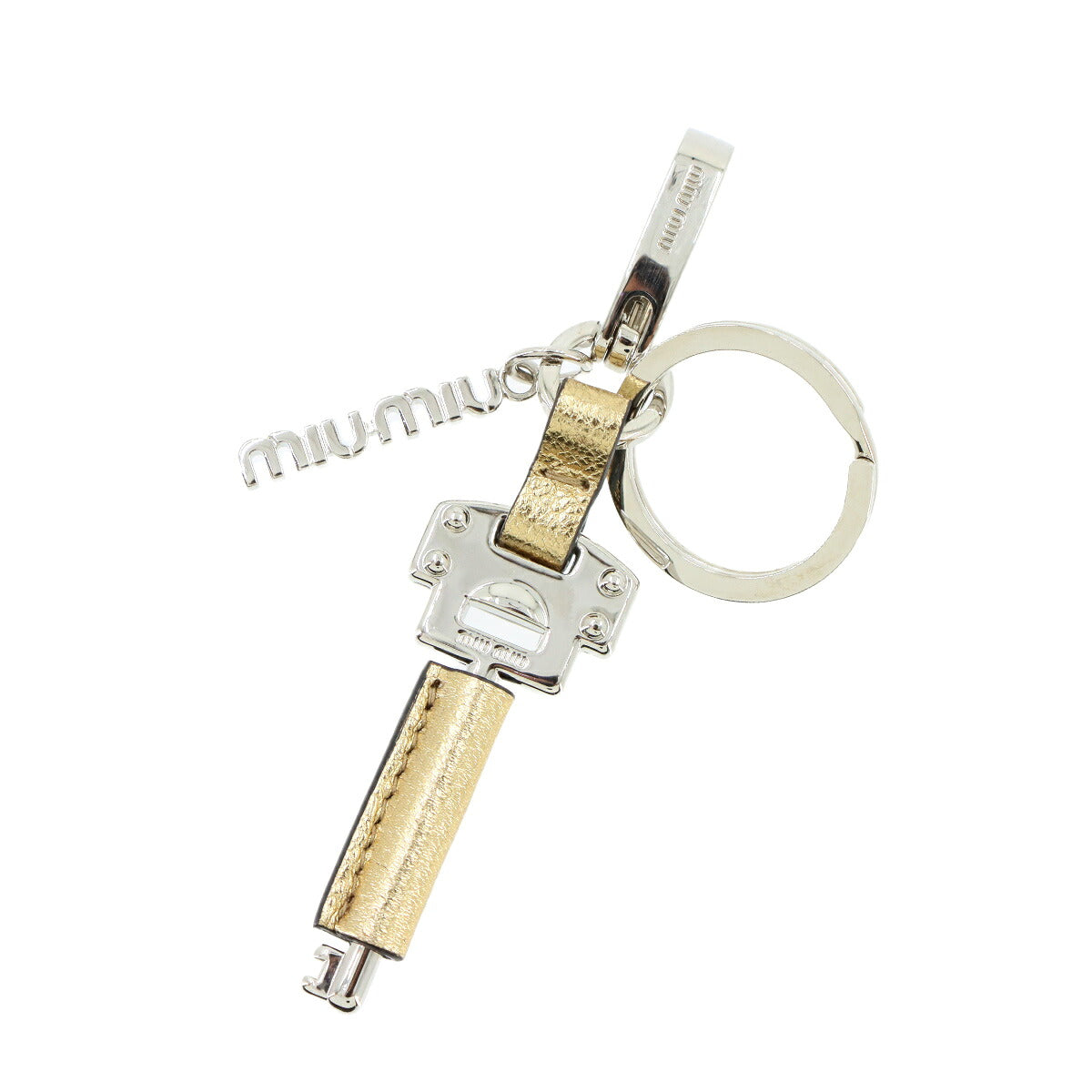 Key Motif Bag Charm Key Charm Leather Gold Silver Purse