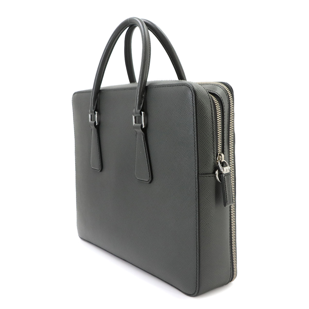 Briefcase Shoulder Bag Saffiano Leather Gray 2VE366