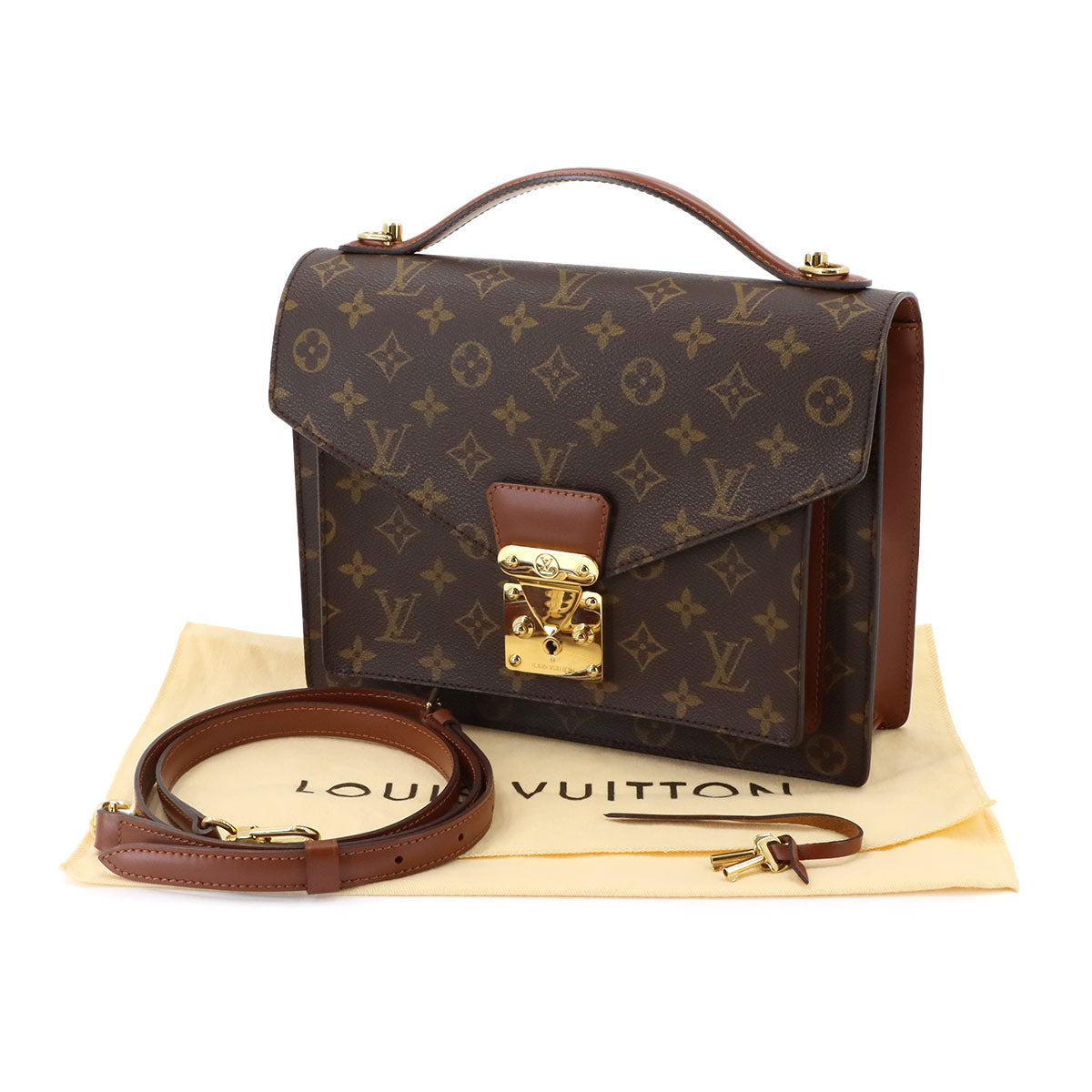 Monogram Monceau 2way Hand Shoulder Bag Leather Brown