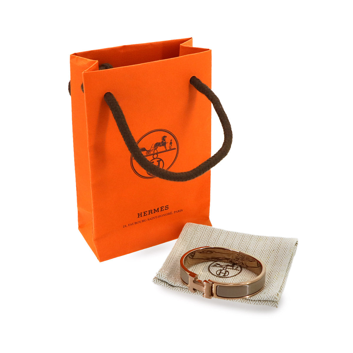 Clic H PM Bangle Bracelet Marron Glace Rose Gold Accessory
