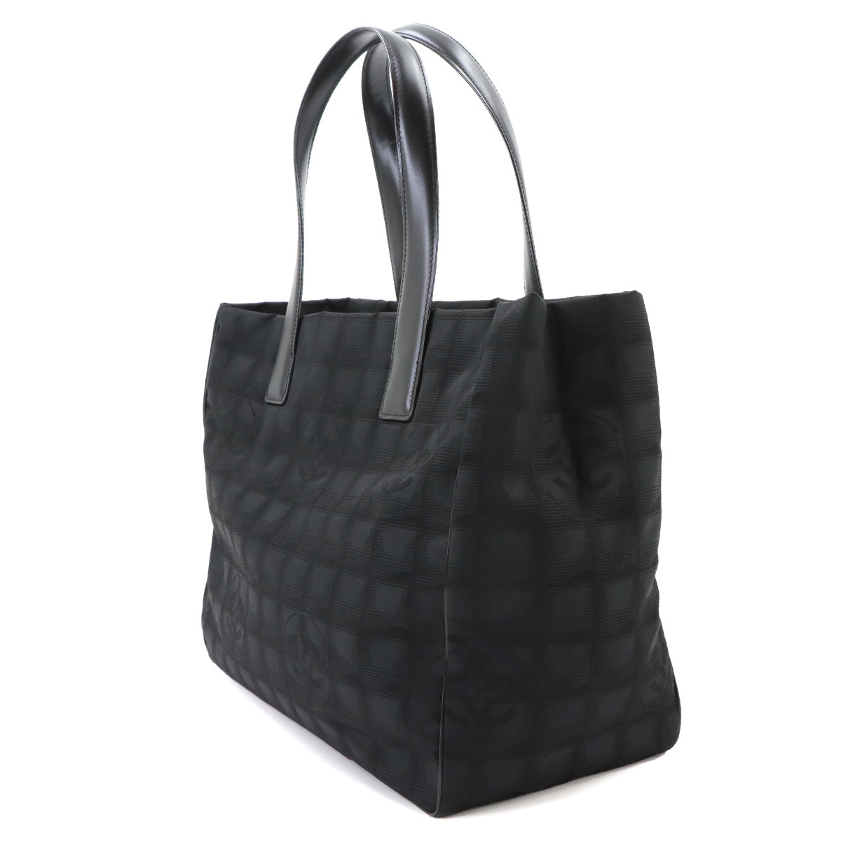 New Travel Line Tote MM Bag Nylon Jacquard Leather Black A15991