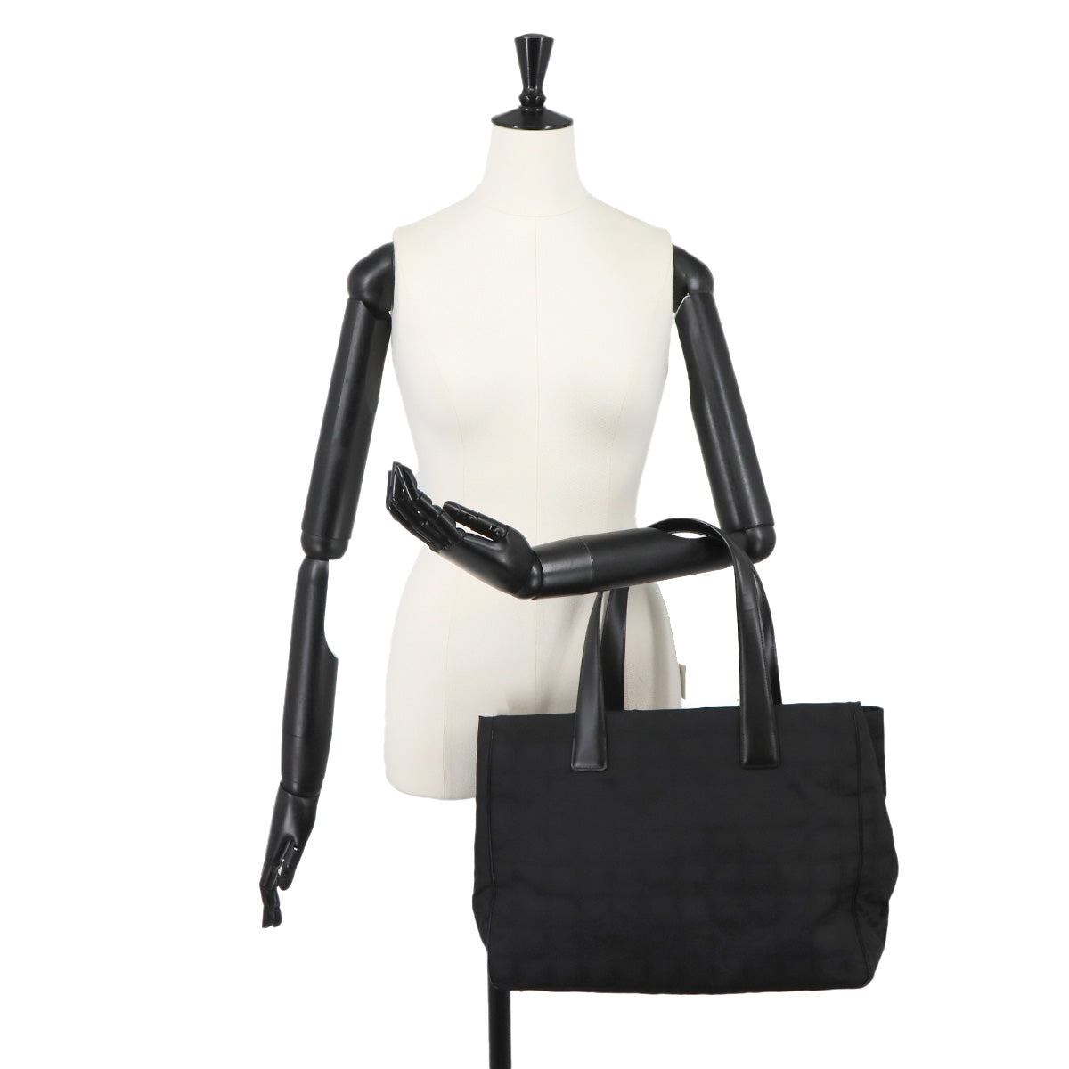 New Travel Line Tote MM Bag Nylon Jacquard Leather Black A15991