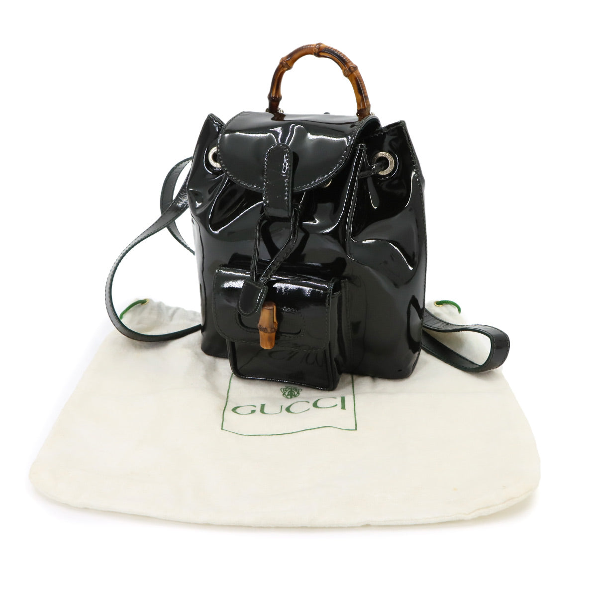Bamboo Backpack Enamel Black Purse