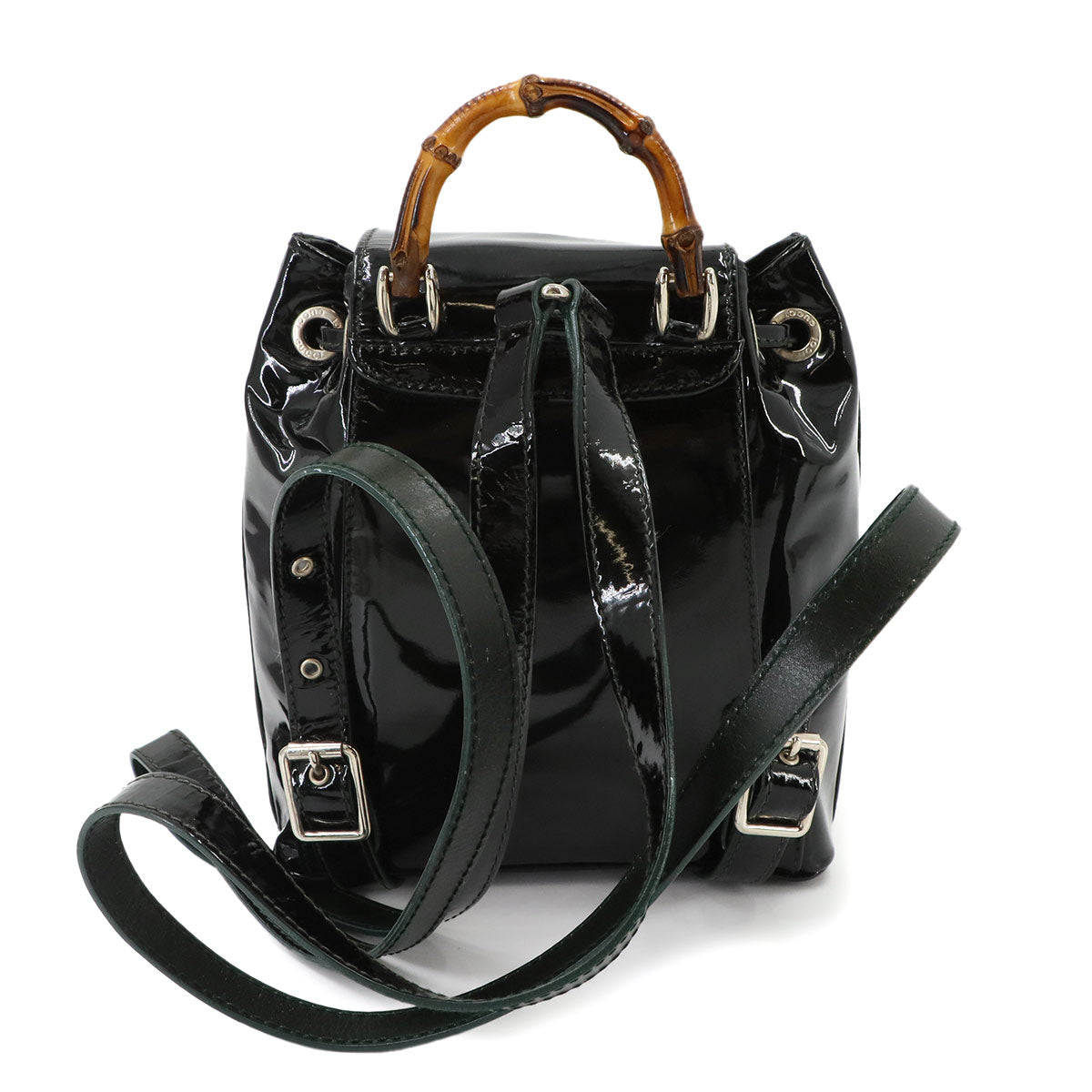 Bamboo Backpack Enamel Black Purse