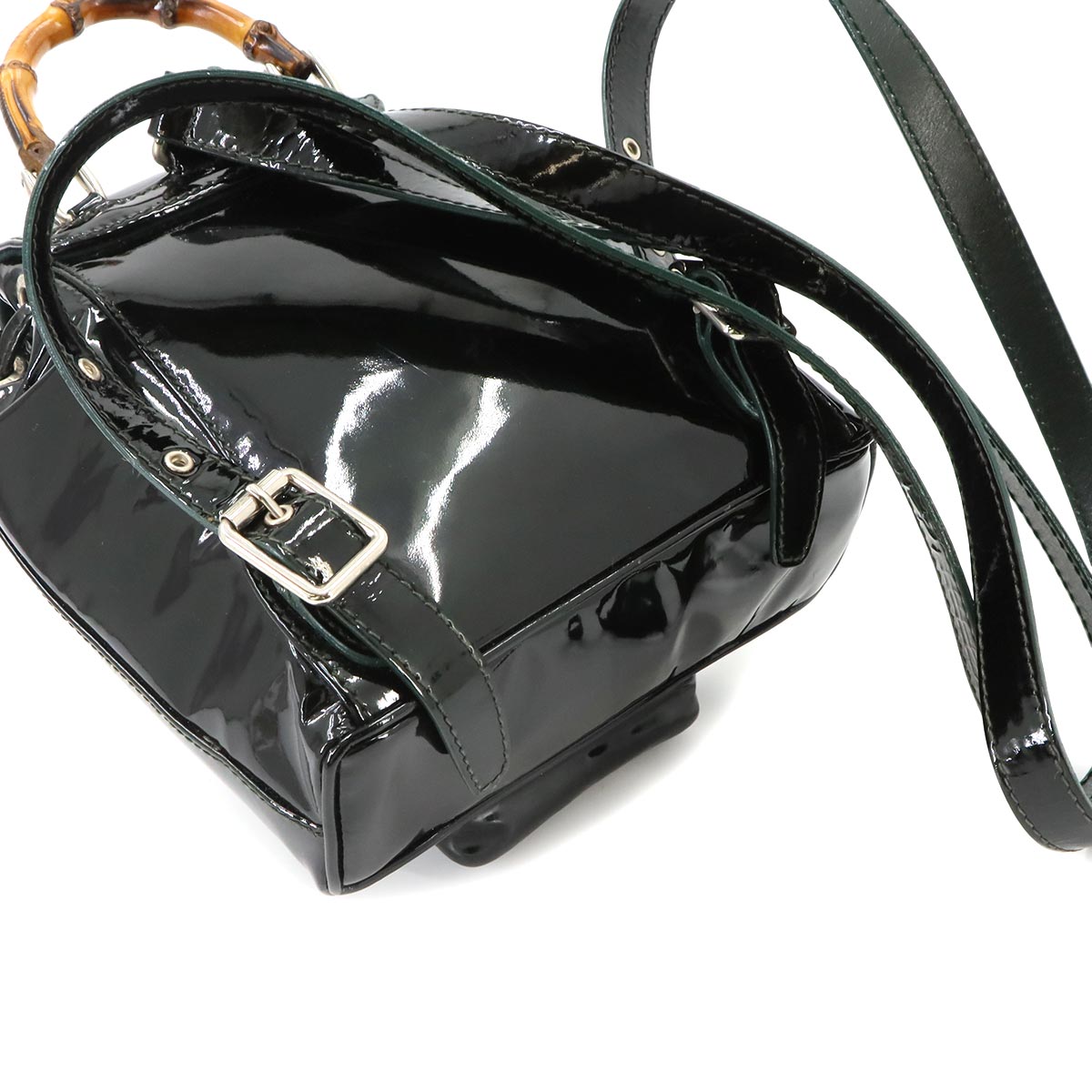 Bamboo Backpack Enamel Black Purse