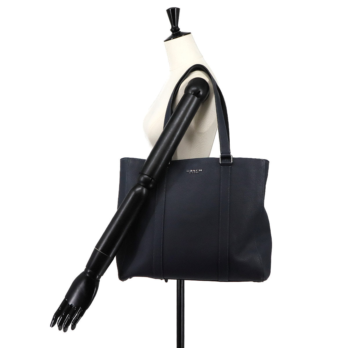 Hudsun Tote Bag Leather Navy C8157 Purse