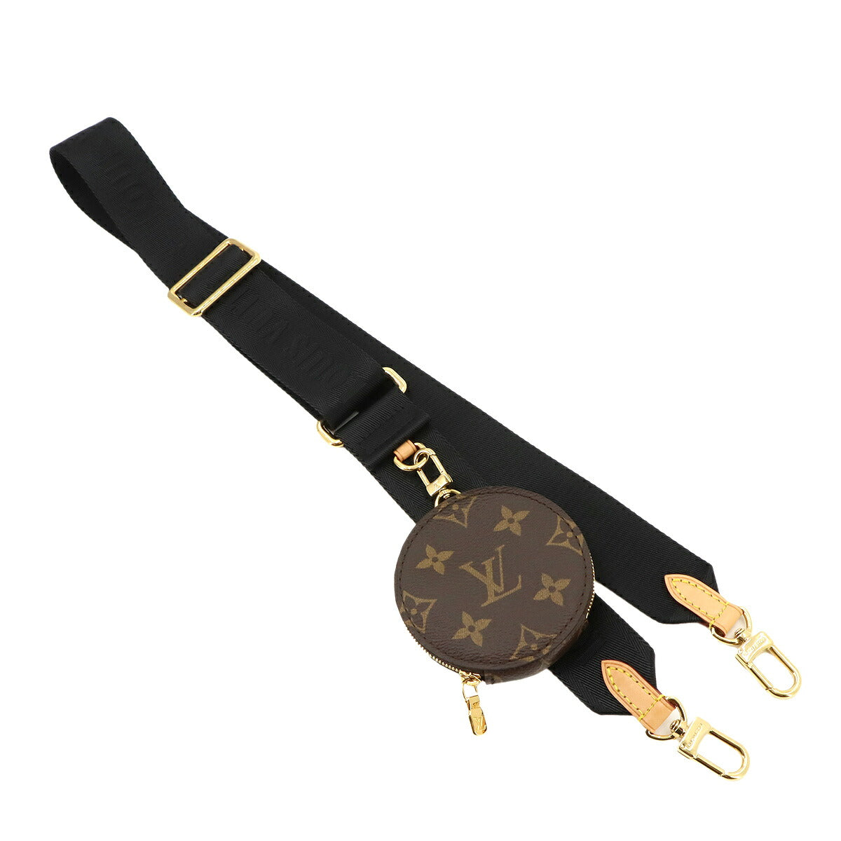 Monogram Shoulder Strap Nylon Leather Black J02487