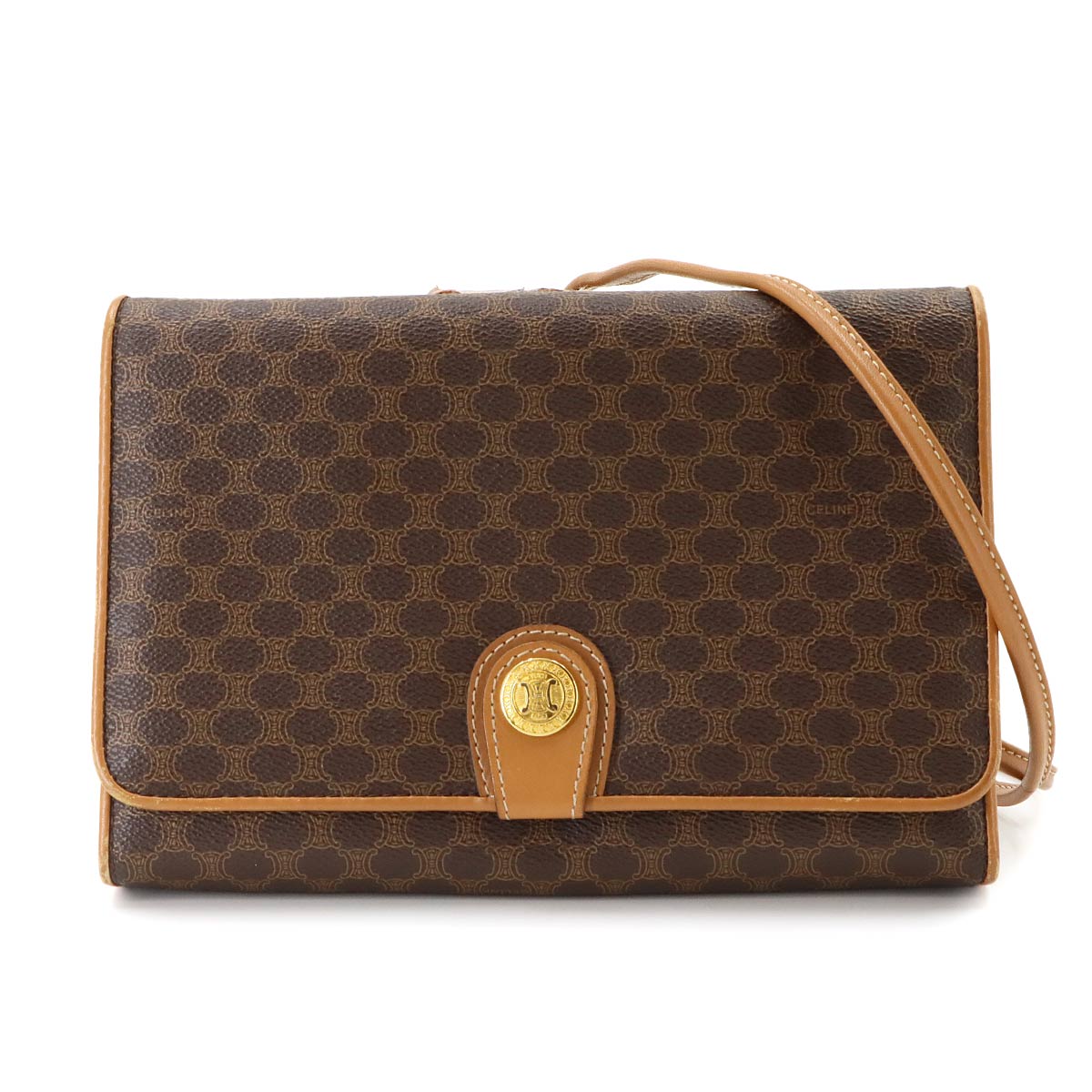 Macadam Shoulder Bag Leather PVC Brown Vintage Purse
