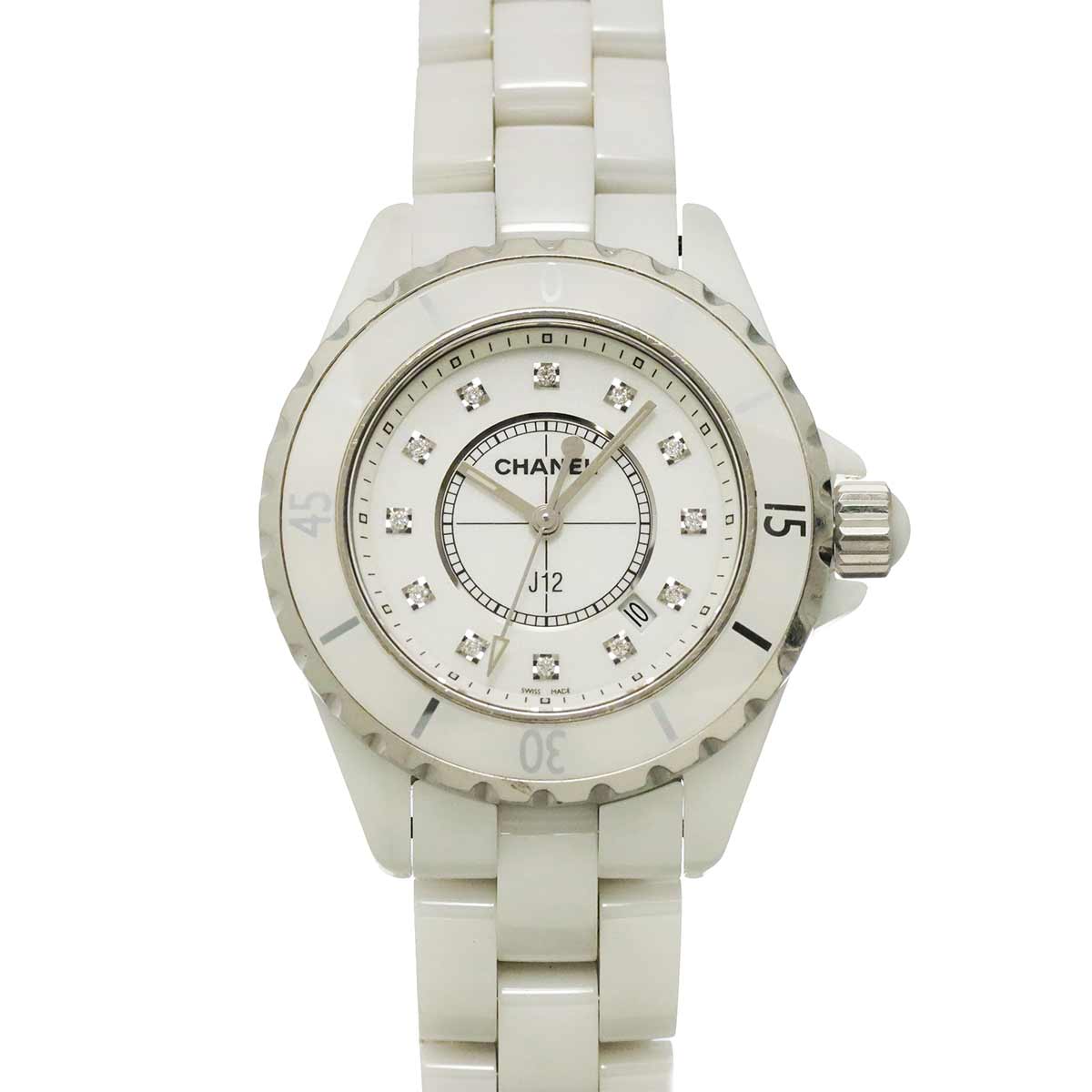 J12 33mm H1628 12P Diamond Quartz White Dial Ladies Watch
