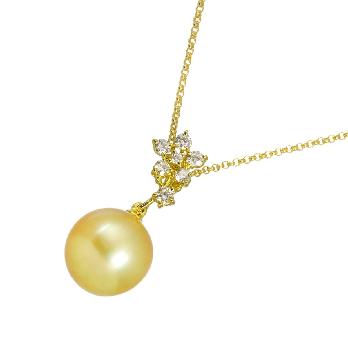 South Sea pearl 12.5mm Diamond 0.31ct Necklace 18K YG 750