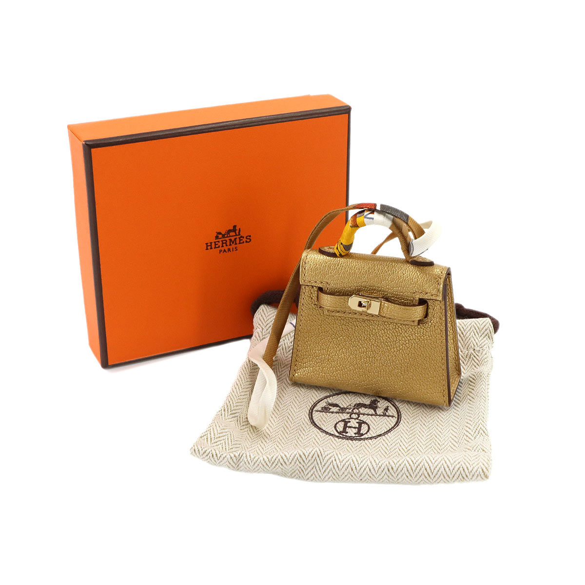 Kelly Twilly Bag Charm Chevre Gold
