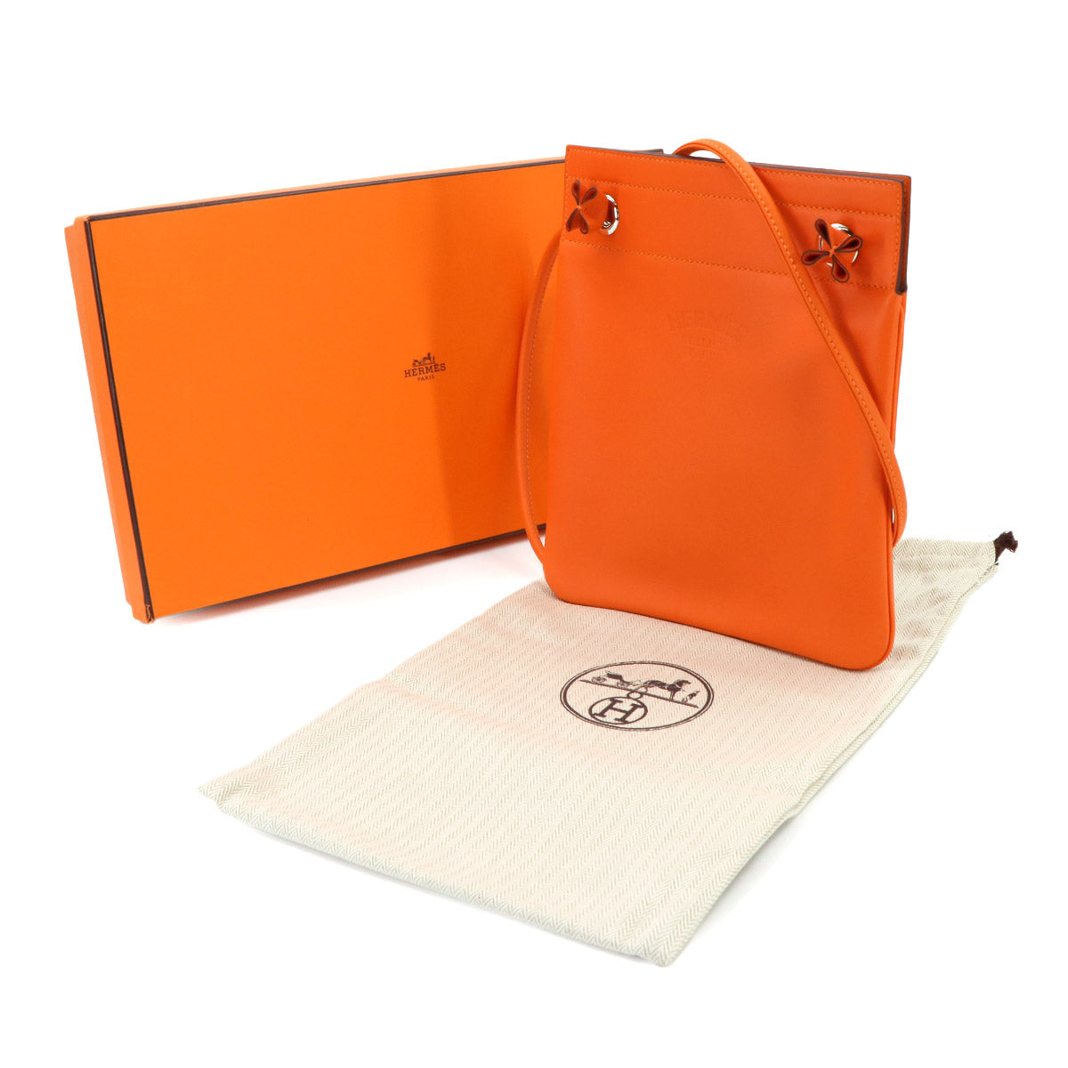Aline Mini Shoulder Bag Veau Swift Feu Purse Orange