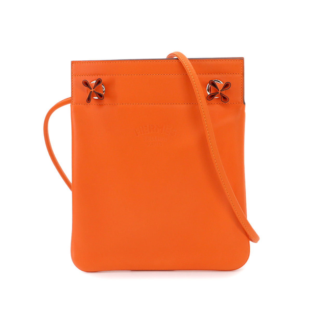 Aline Mini Shoulder Bag Veau Swift Feu Purse Orange