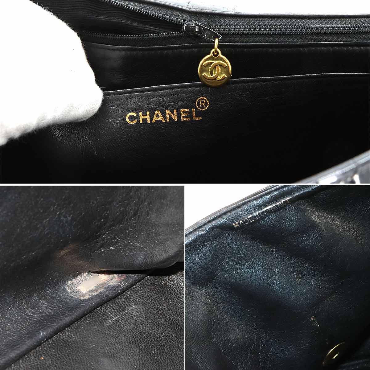 Matelasse 34 Chain Shoulder Bag Enamel Black Vintage Purse