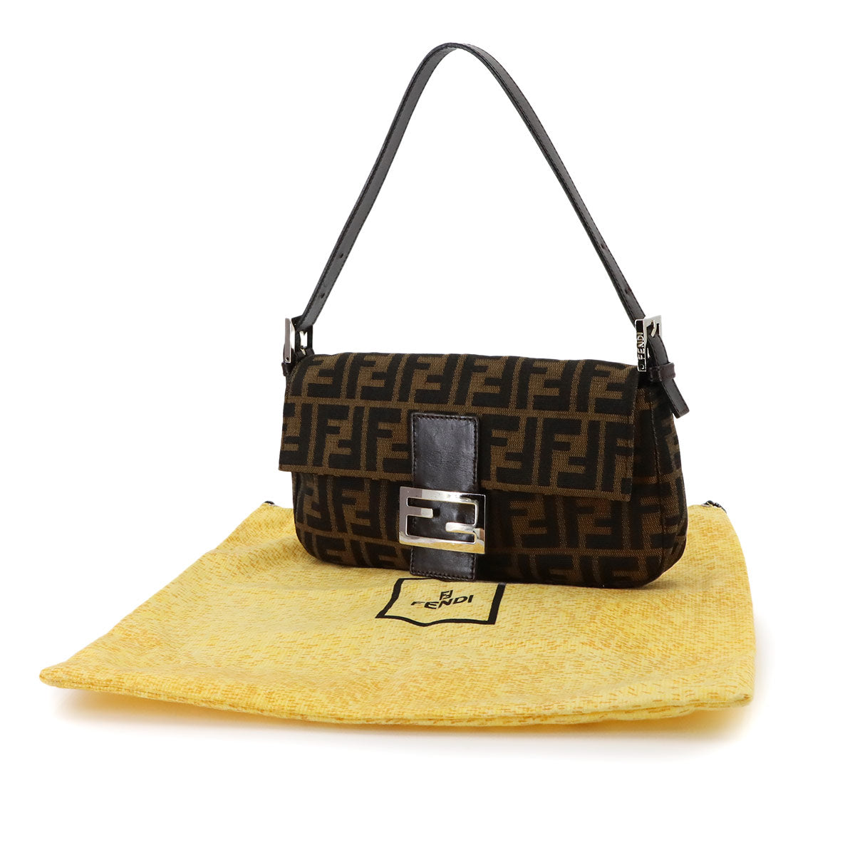 Zucca Mamma Baguette Shoulder Bag Canvas Leather Brown 26424