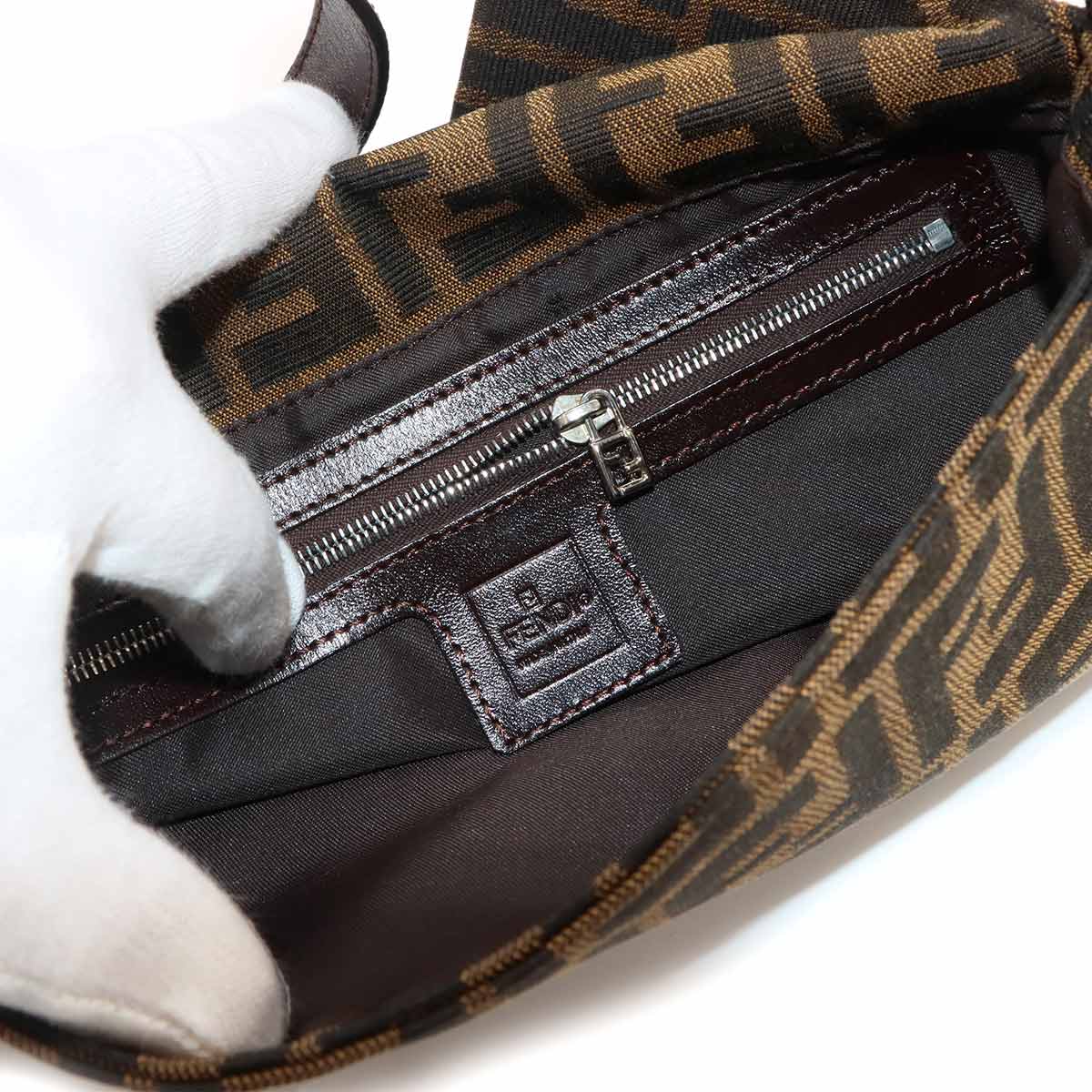 Zucca Mamma Baguette Shoulder Bag Canvas Leather Brown 26424