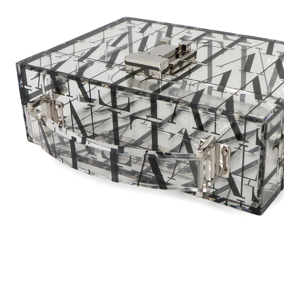 Logo Box Hand Shoulder Bag Acrylic Claear Black