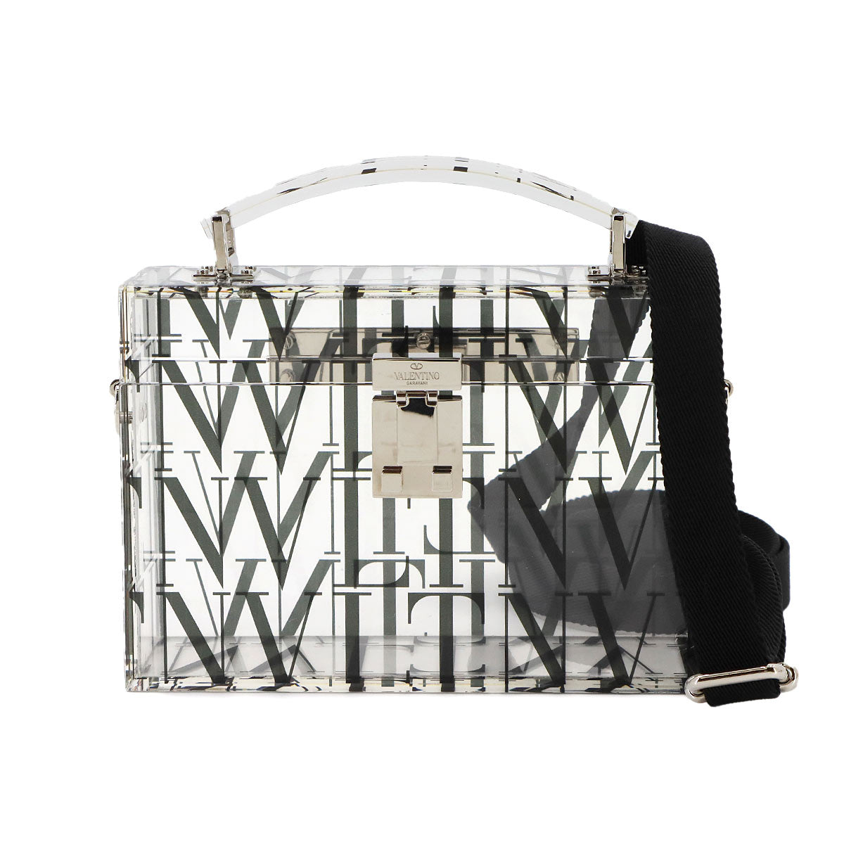 Logo Box Hand Shoulder Bag Acrylic Claear Black