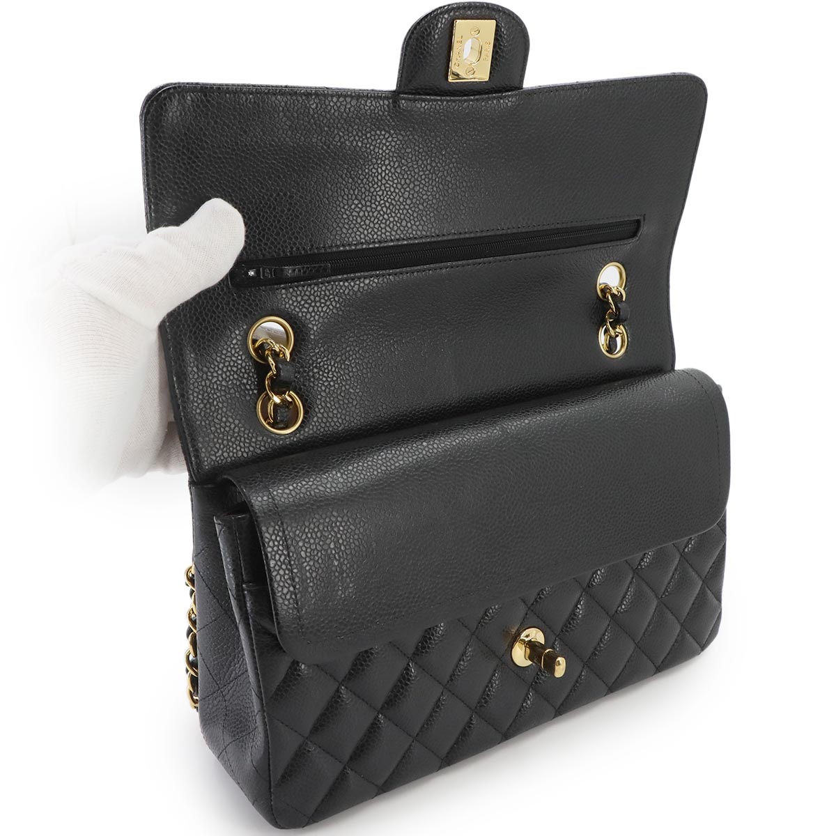 Matelasse 25 Chain Shoulder Bag Leather Black A01112