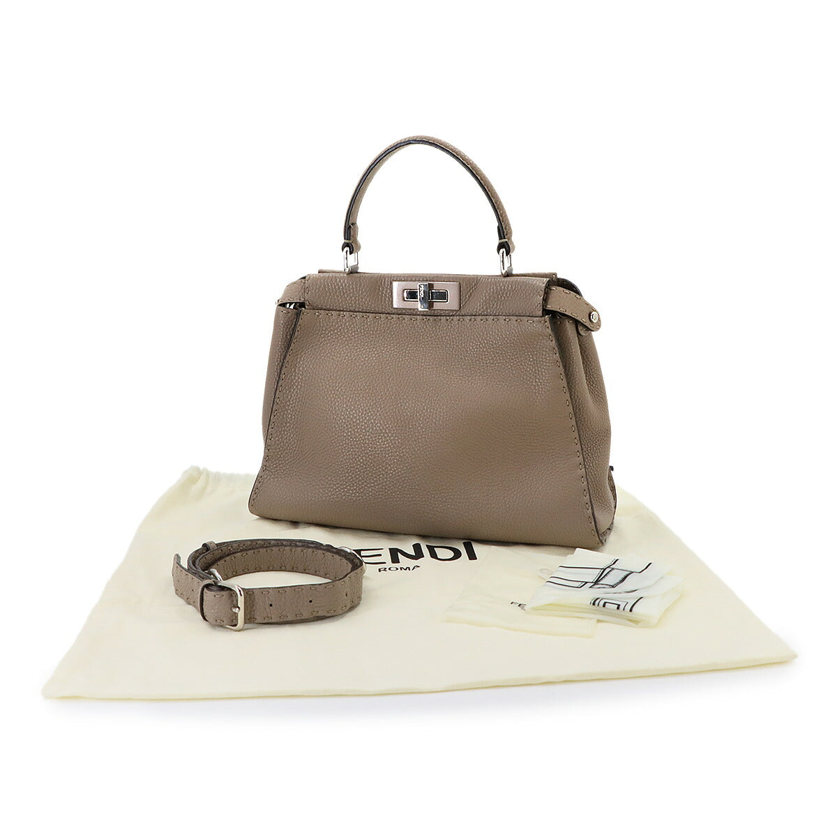 Selleria Peekaboo Regular Hand Shoulder Bag Leather Beige 8BN290