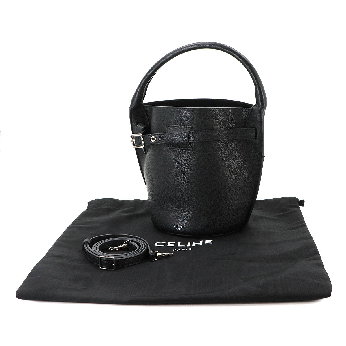 Big Bag Nano Bucket Hand Shoulder Bag Leather Black 187243