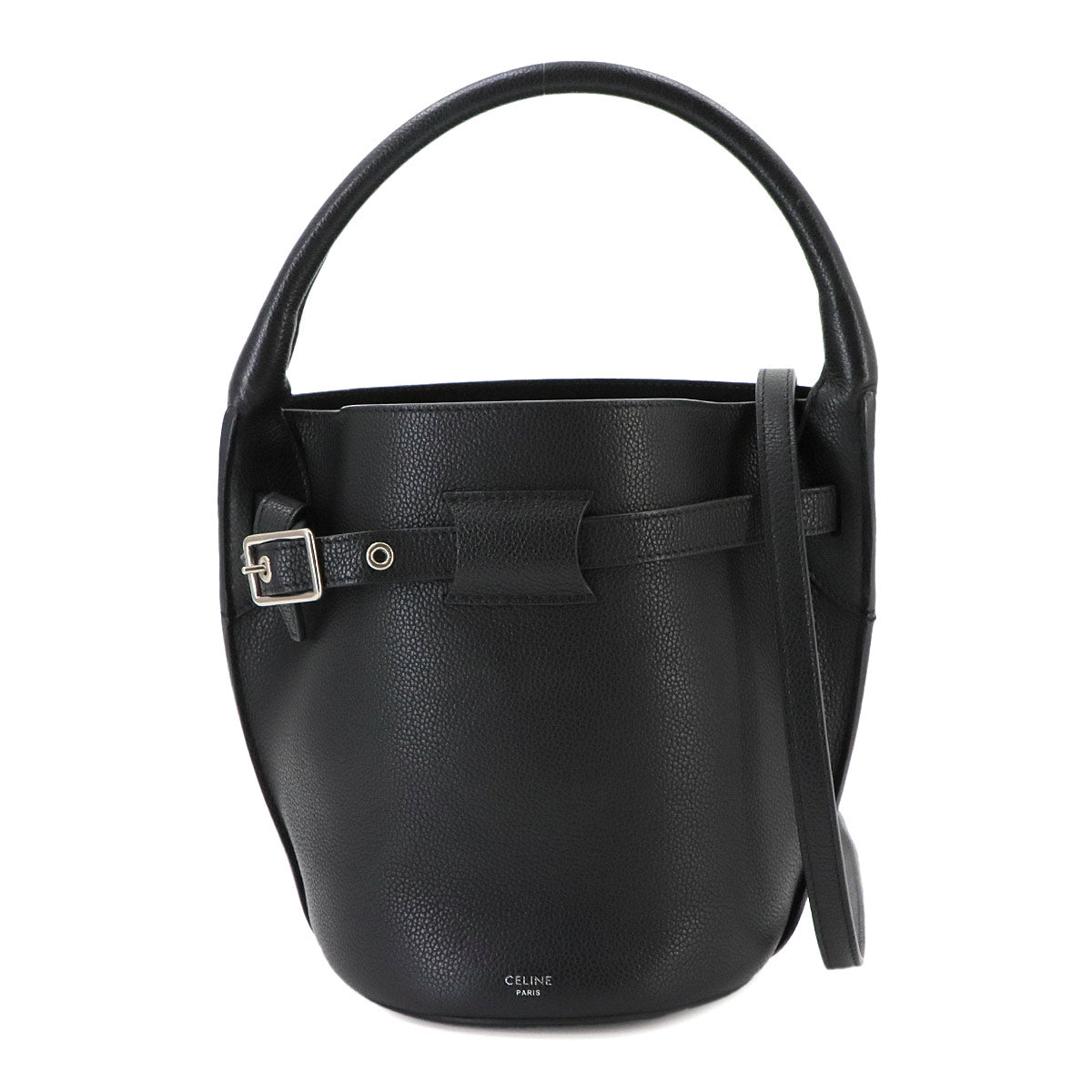 Big Bag Nano Bucket Hand Shoulder Bag Leather Black 187243