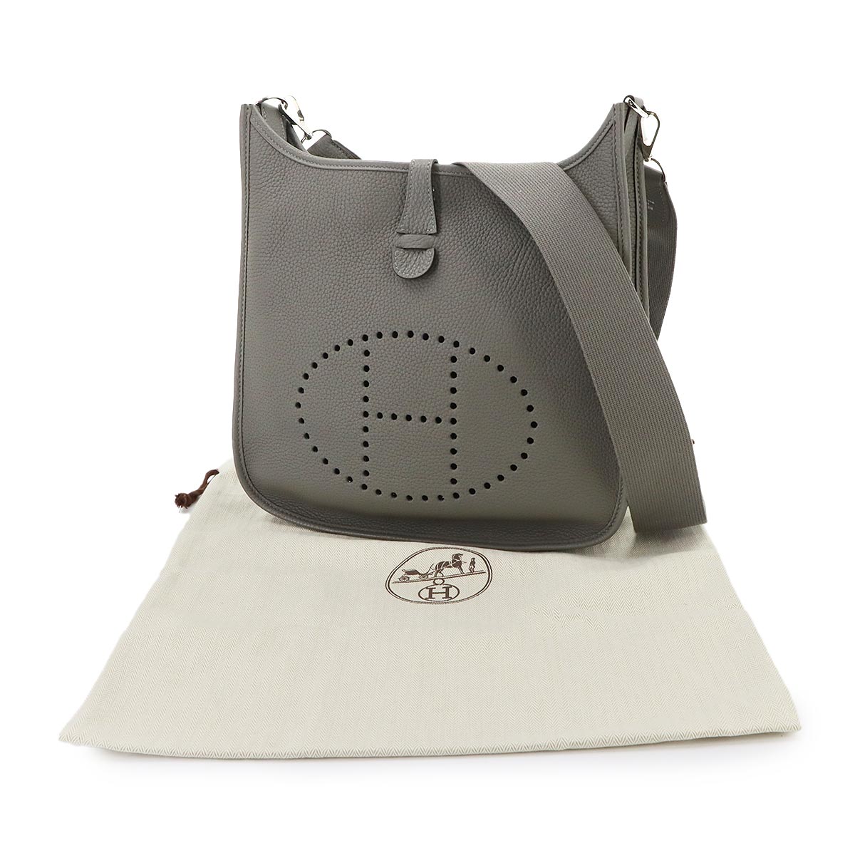 Everlyne 3 PM Shoulder Bag Taurillon Clemence Gris Meyer Purse