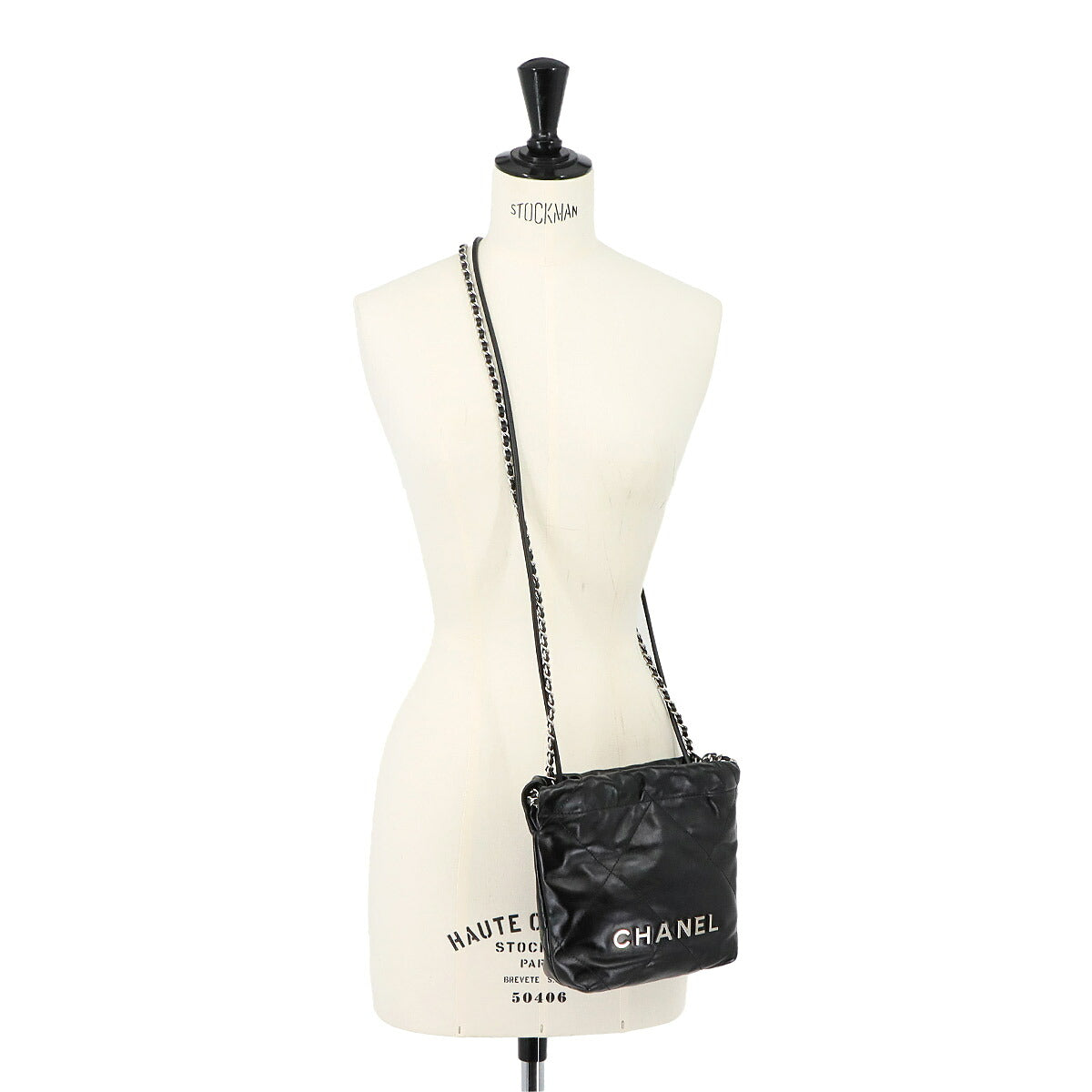 22 Mini Chain Hand Shoulder Bag Leather Black AS3980 Purse