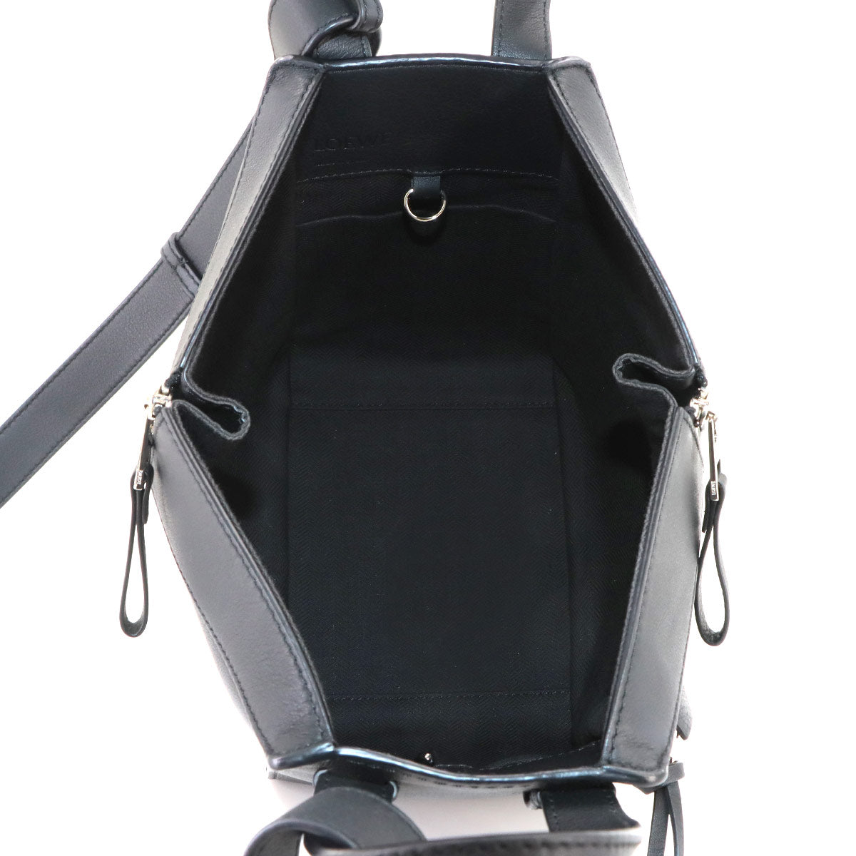 Hammock Compact 2way Hand Shoulder Bag Leather Black